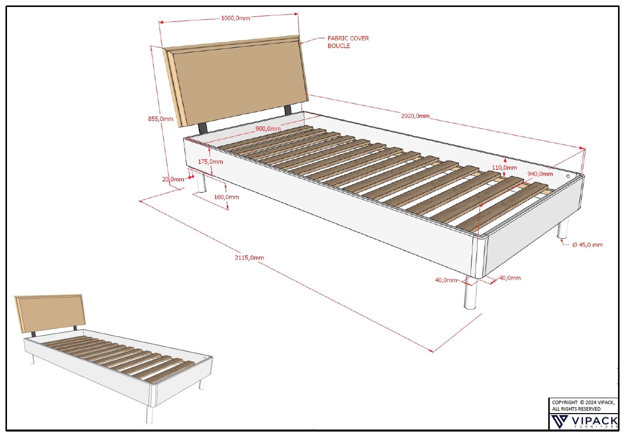 Home affaire Einzelbett »Forrest, mit oder ohne Polsterkopfteil, in modernem Design«, (Liegefläche 90x200 cm inkl. Massivholz Rolllattenrost), wahlweise in Buche oder Eiche massiv, stabil und hochwertig gebaut