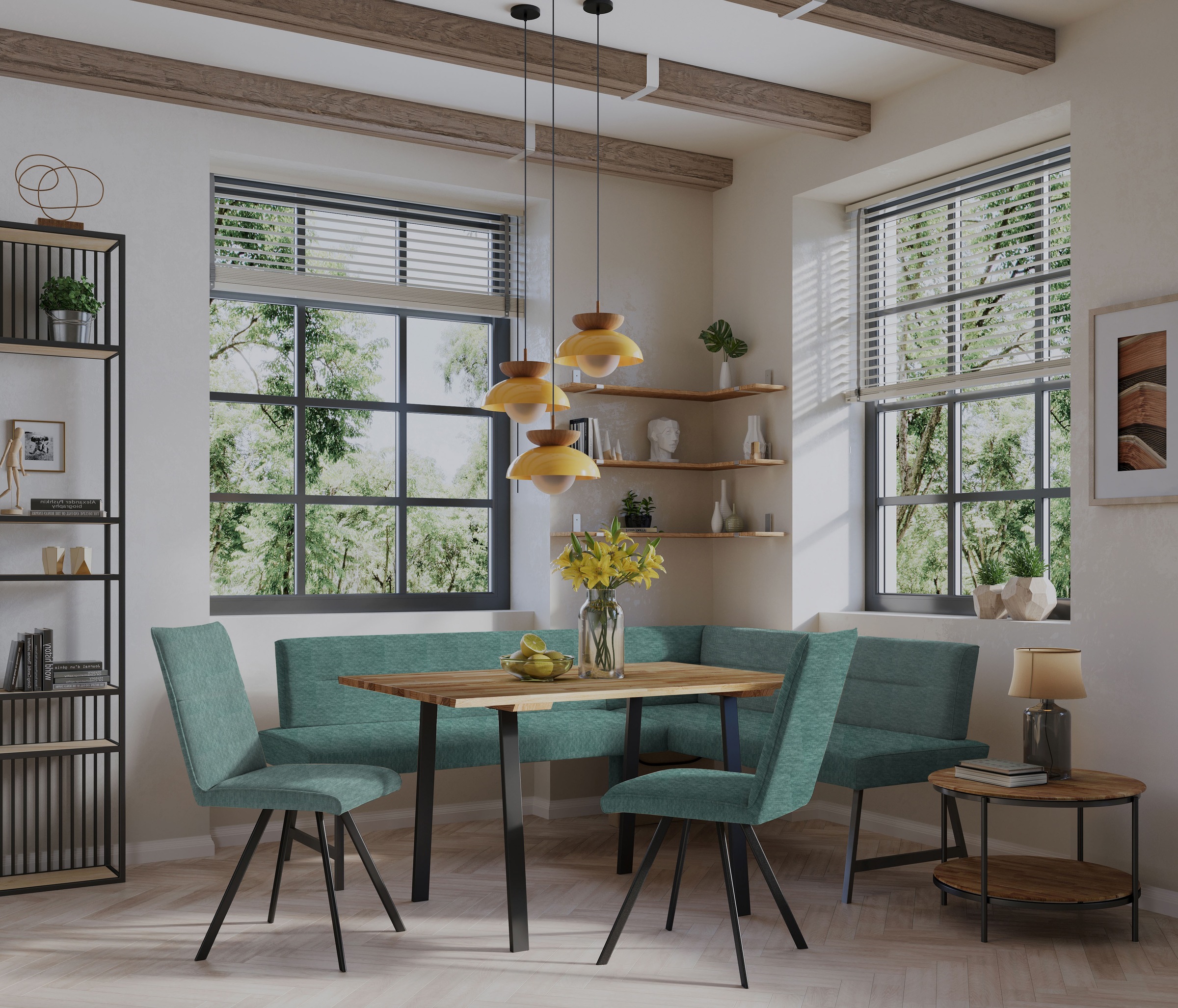 Home affaire Eckbankgruppe »Sava« Set, 4 Stk. tlg. Eckbank mit Wellenfederu günstig online kaufen