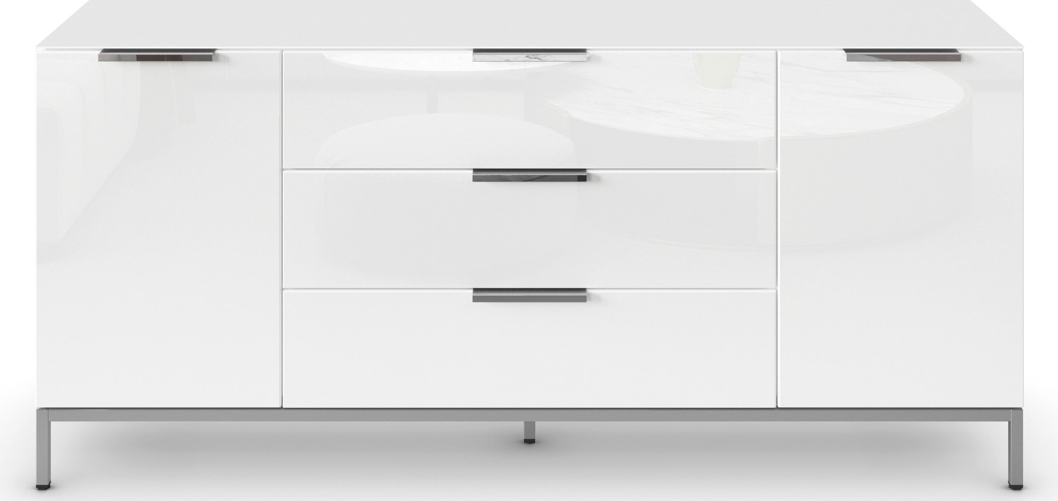 rauch Kombikommode »Kommode Türkommode Sideboard Kombikommode FLIPP mit Glasfront«, (Breite 160 cm mit 2 Einlegeböden), 2-türig, 3 Schubladen, Soft-Close-Funktion, Oberboden und Front Glas