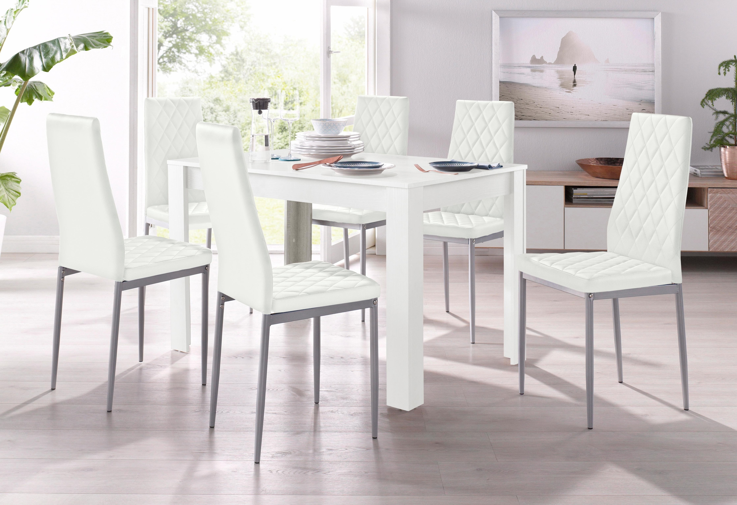 Essgruppe, Weiß, mit in Tisch Breite cm (Set, 5 tlg.), online kaufen 120 INOSIGN