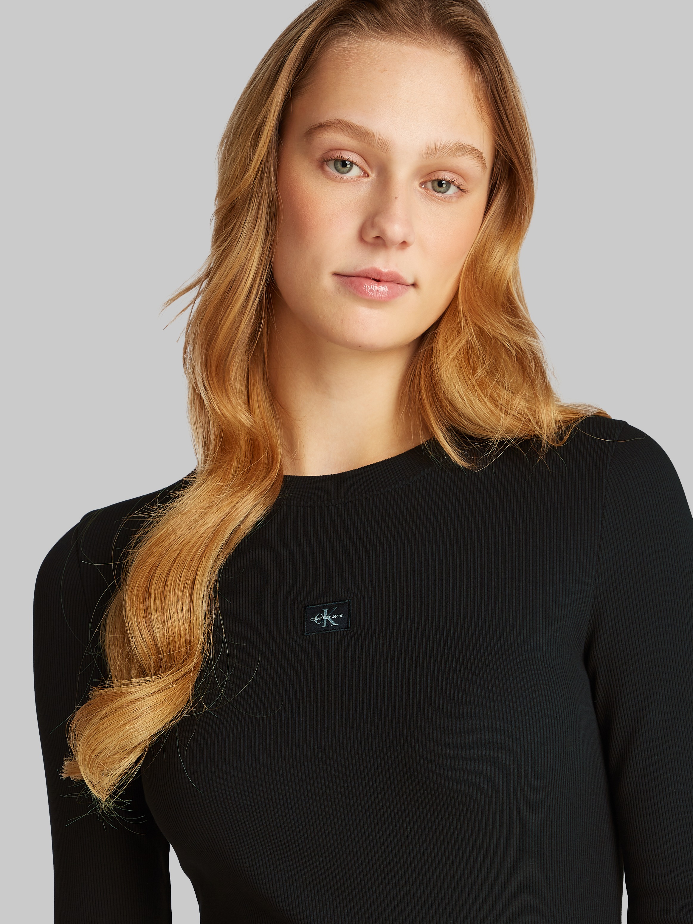 Calvin Klein Jeans Maxikleid »WOVEN LABEL RIB SHORT DRESS«, mit Logodruck