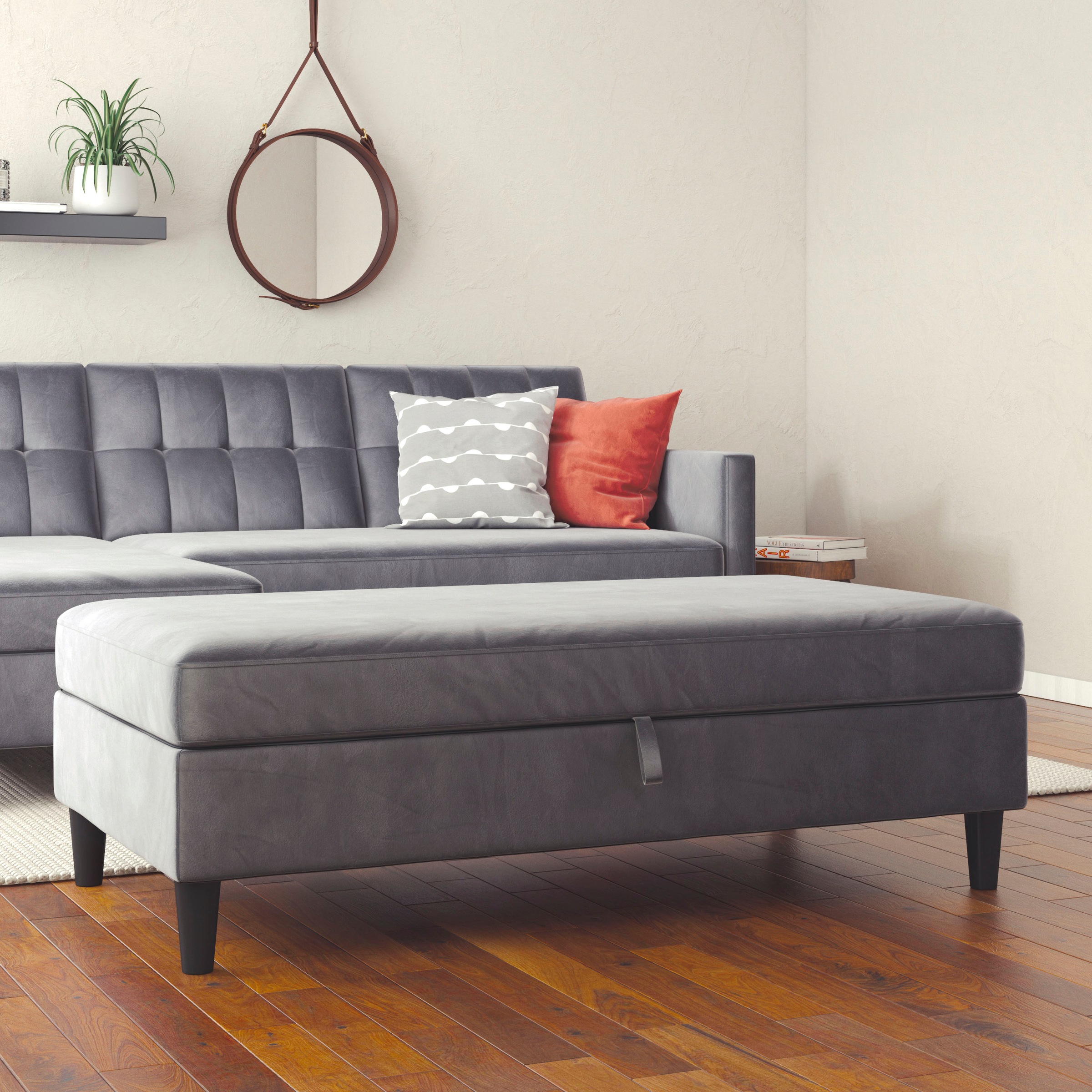 Dorel Home Stauraumhocker »Hartford«, Polsterhocker mit Stauraum, frei im Raum stellbar, Sitzhöhe 43 cm