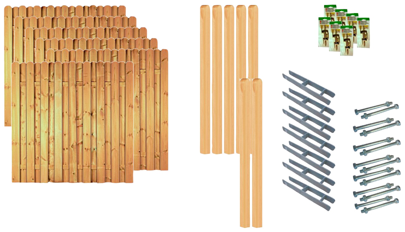 Tetzner & Jentzsch Bohlenzaun »Los Angeles 4« 6 Elemente, LxH: 1143x180 cm günstig online kaufen