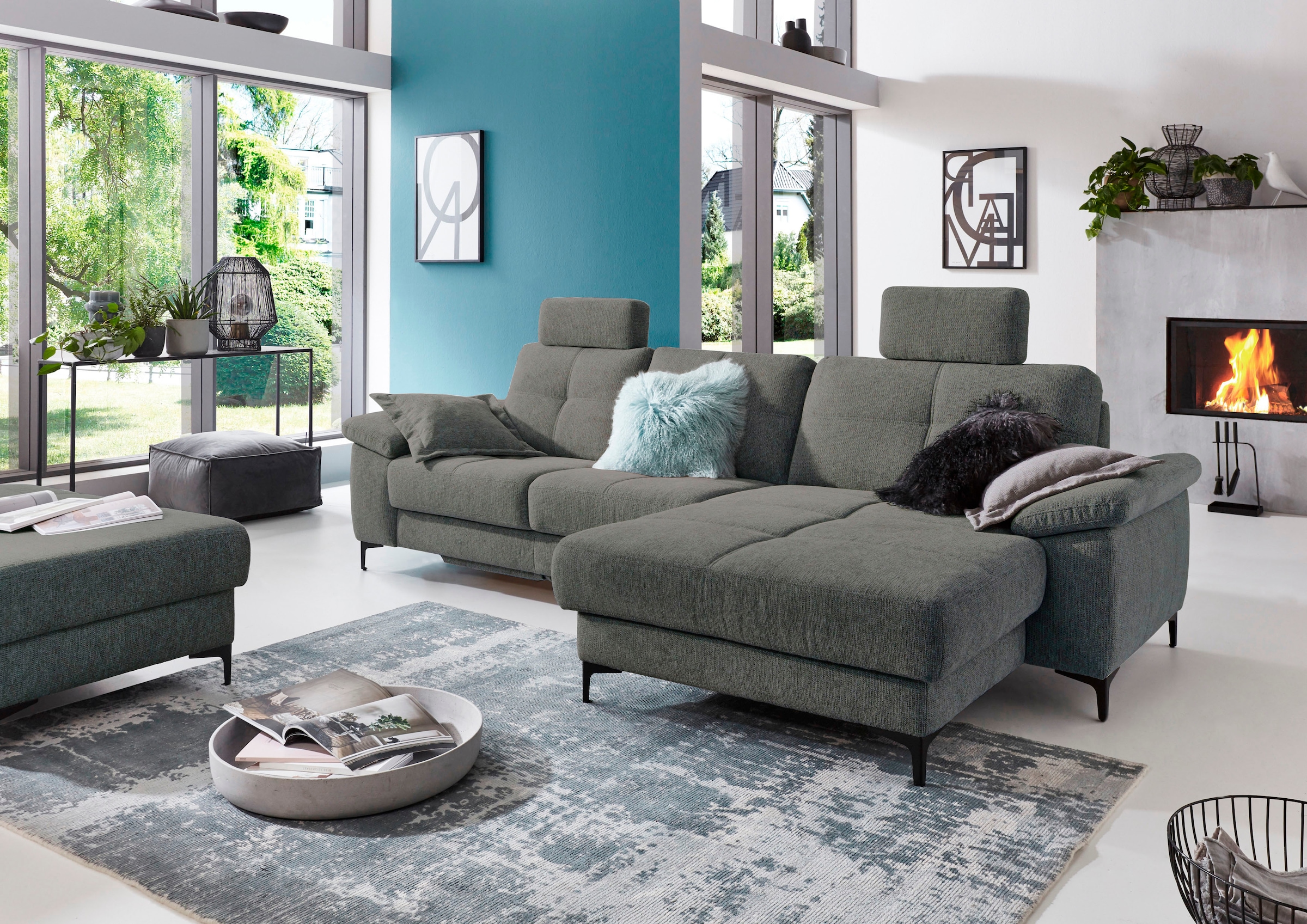 3C Carina Ecksofa »Burnaby bequem und modern, OTTOs Choice, L-Form«, 2 Kopfstützen, optional mit Schlaf- und motorischer Relaxfunktion