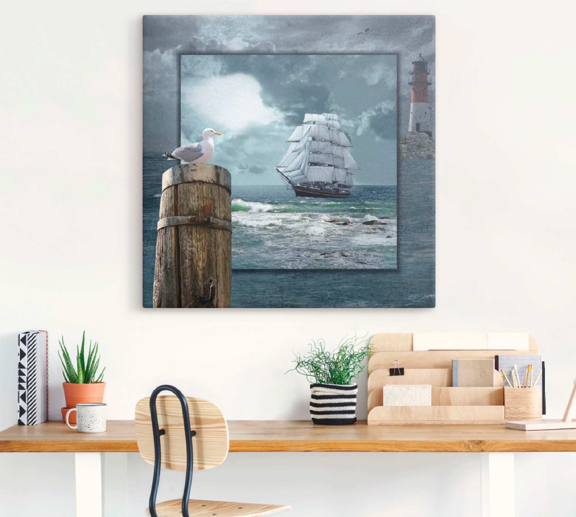 Artland Wandbild »Maritime Collage mit Segelschiff«, Boote & Schiffe, (1 St.), als Leinwandbild, Poster, Wandaufkleber in verschied. Größen