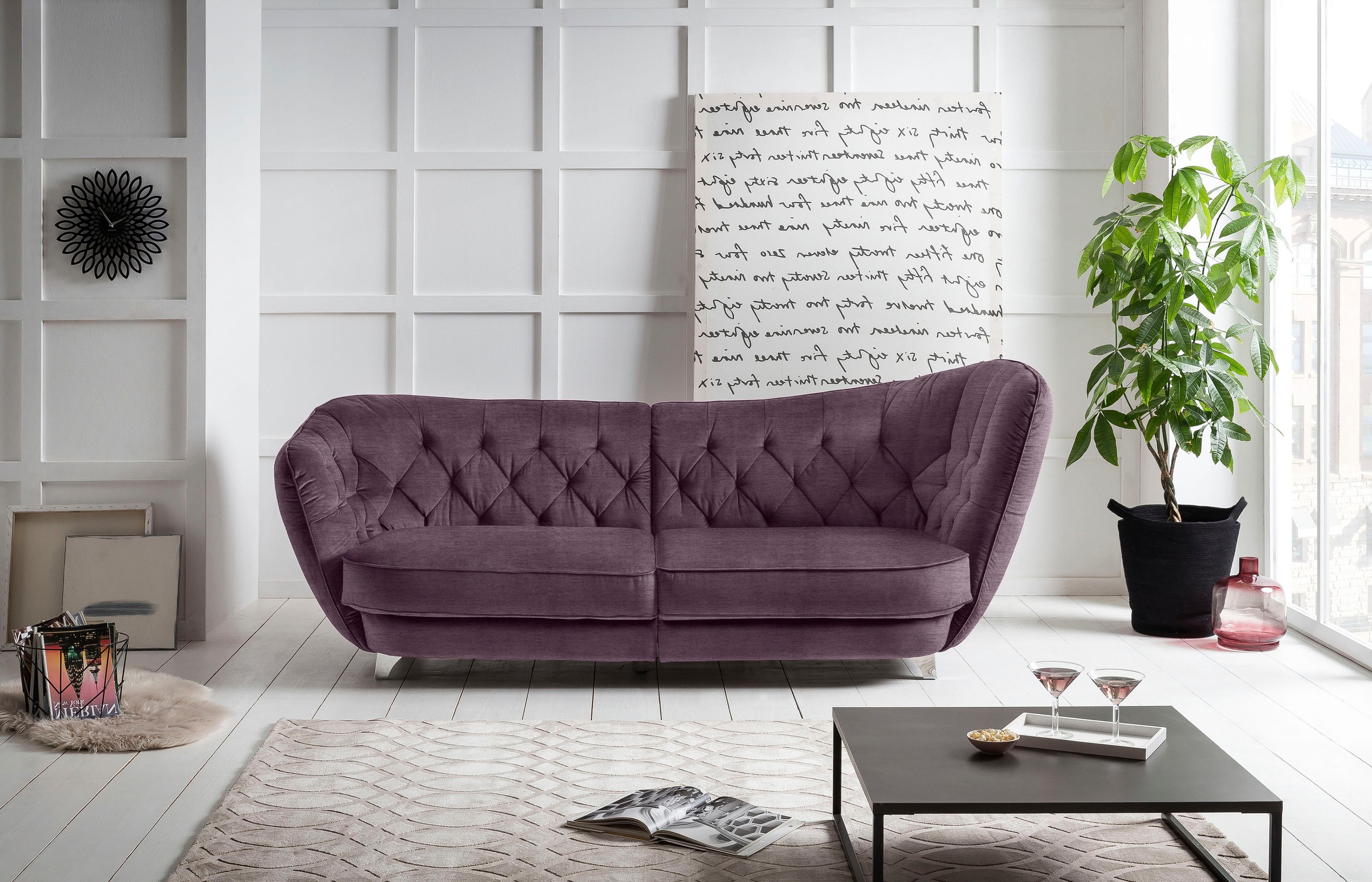 Leonique Big-Sofa »Retro«, stylischer Hochlehner günstig online kaufen