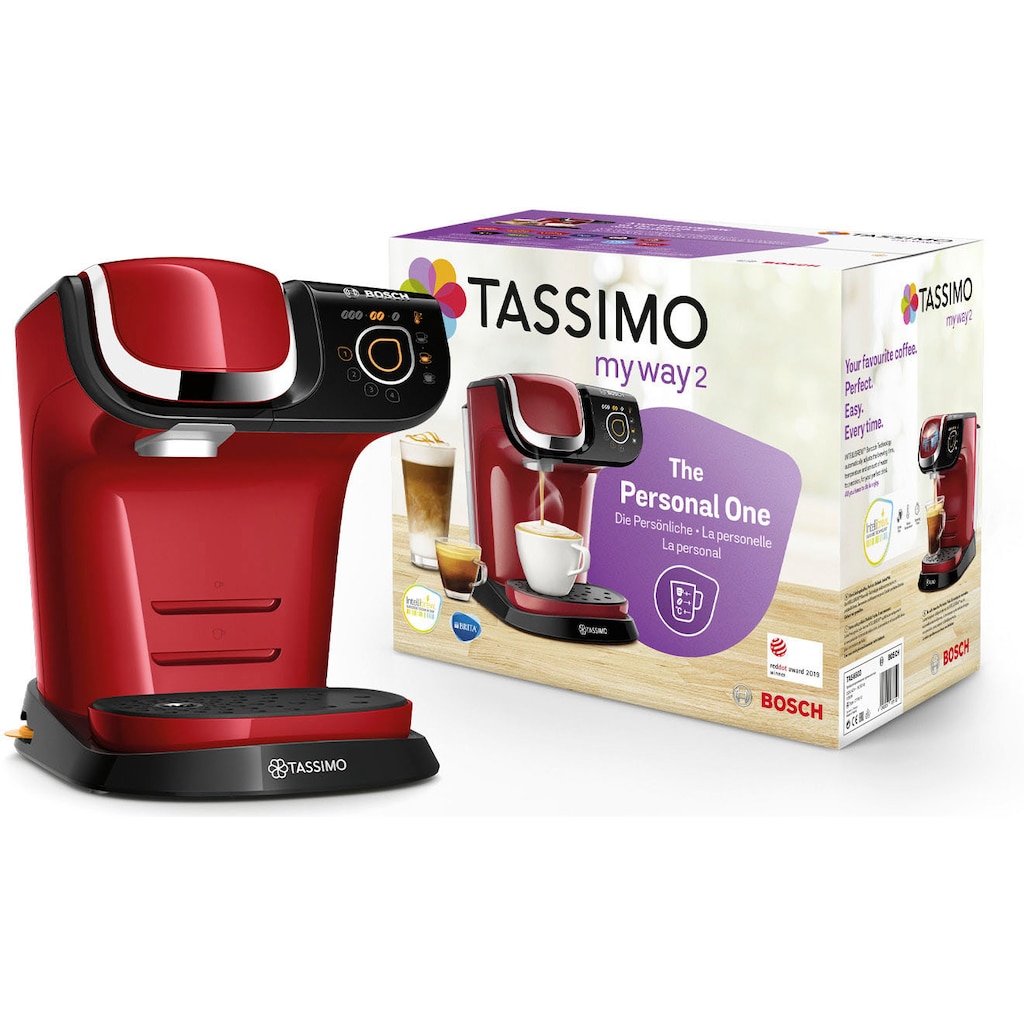 TASSIMO Kapselmaschine »MY WAY 2 TAS6503«, Kaffeemaschine by Bosch, rot, mit Wasserfilter, über 70 Getränke, Personalisierung, vollautomatisch