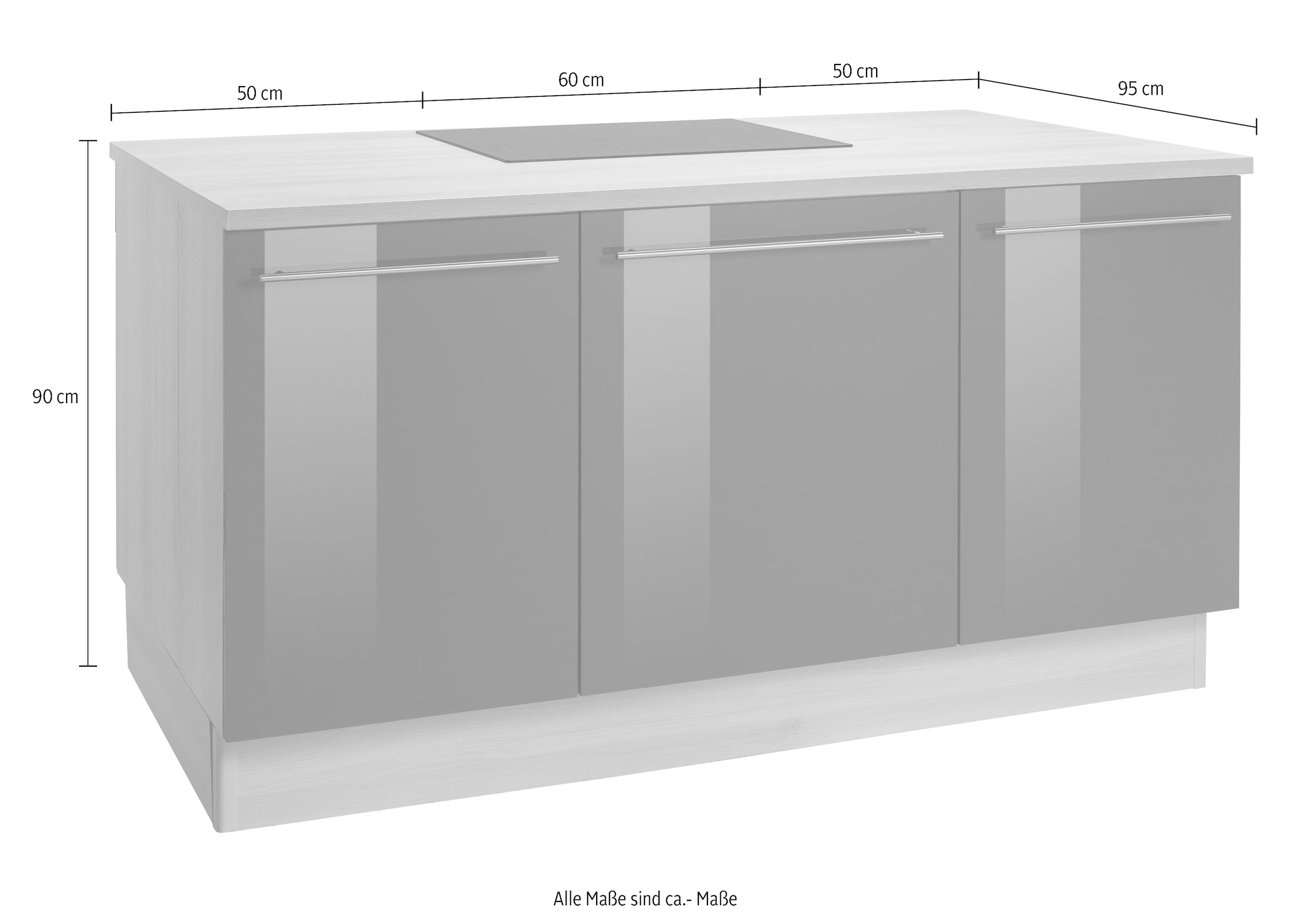 OPTIFIT Kücheninsel »Bern«, Stellbreite 160x95 cm mit höhenverstellbaren Füßen, mit Metallgriffen