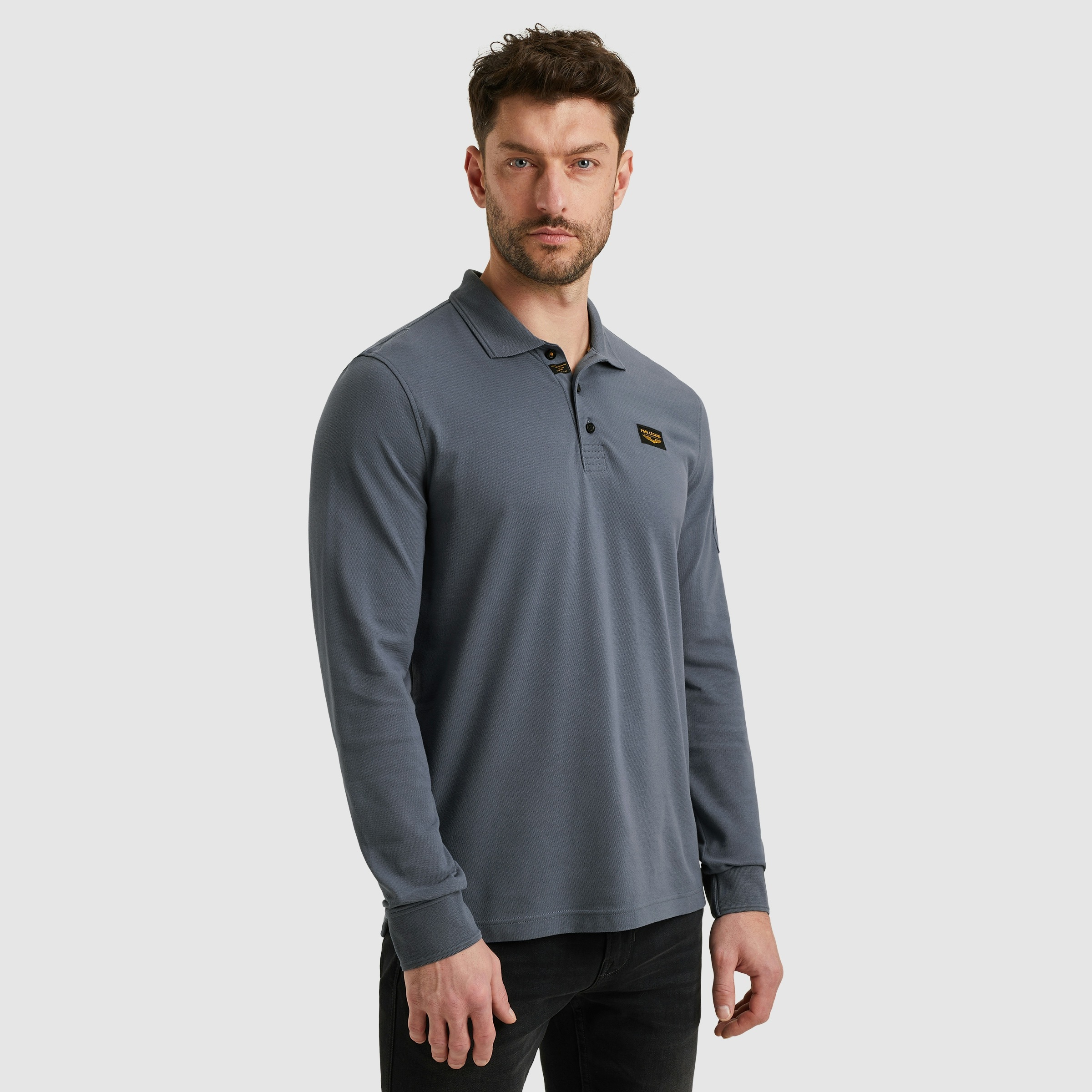 PME LEGEND Langarm-Poloshirt mit Logo Stickerei