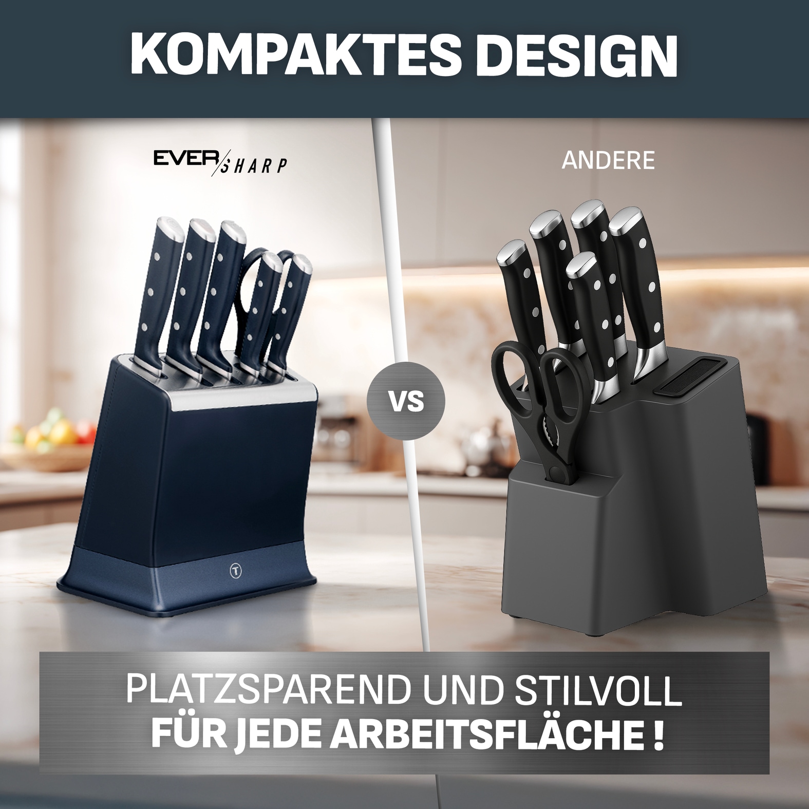 Tefal Messer-Set »EverSharp Pro« selbstschärfender Messerblock, Klinge aus deutschem Edelstahl