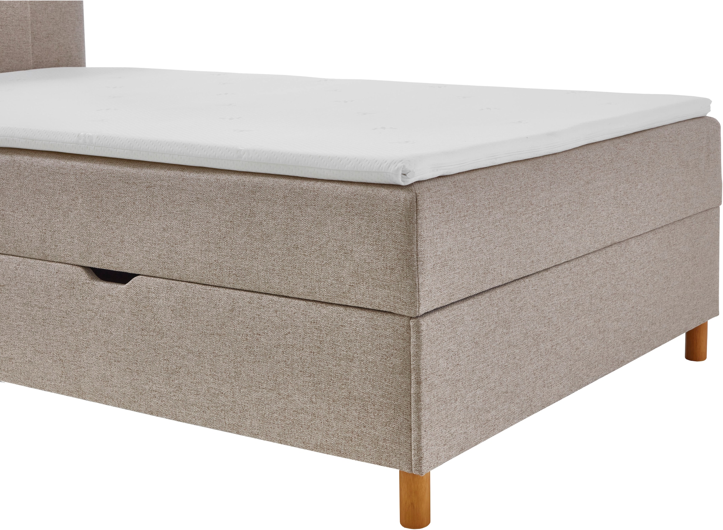 INOSIGN Boxbett »Escalon II, mit Bettkasten, inkl. Topper, mit Holzfüßen«, erhältlich in den Breiten 120x200cm und 180x200cm