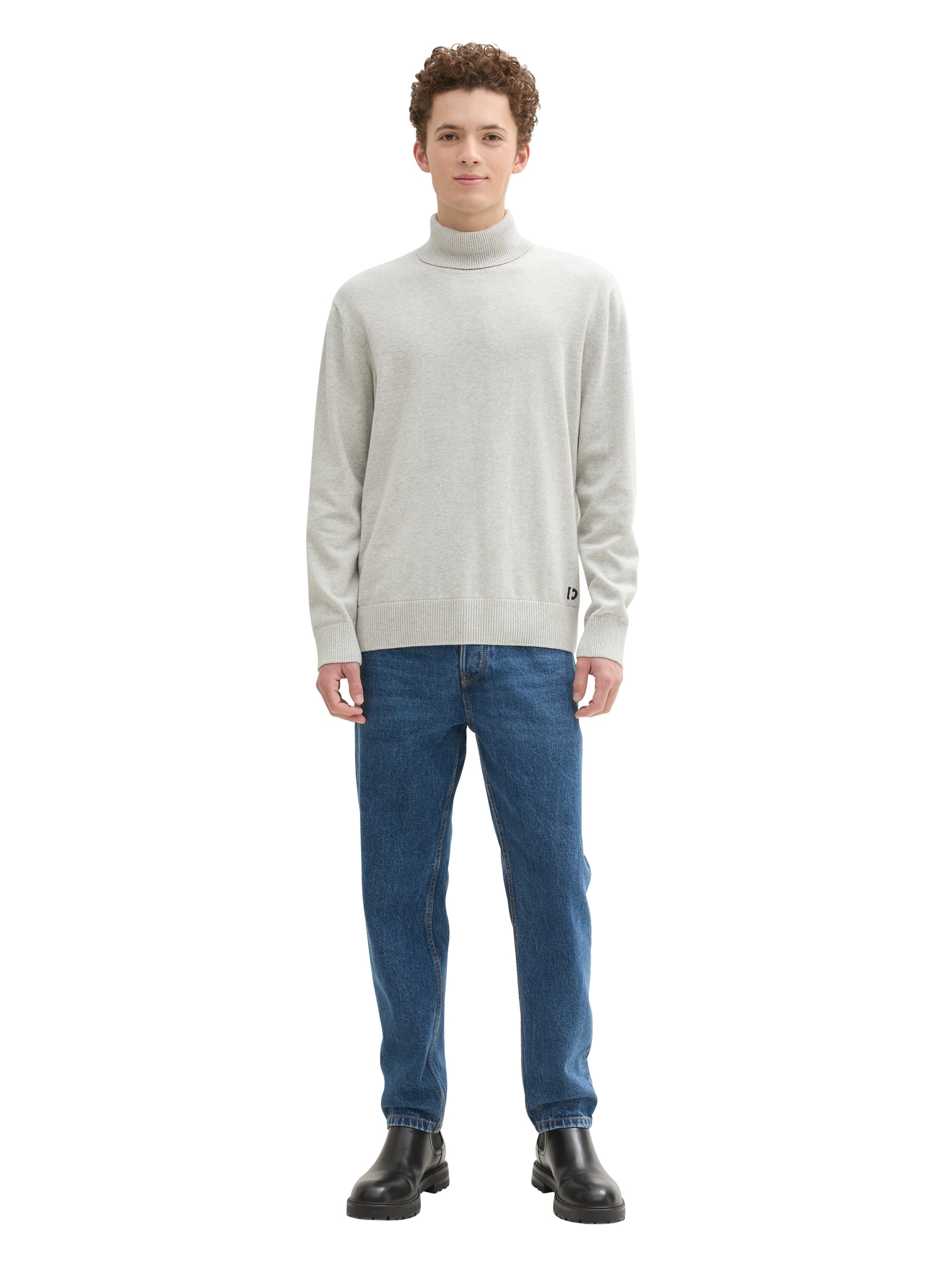 TOM TAILOR Denim Rollkragenpullover, mit Logo Stickerei