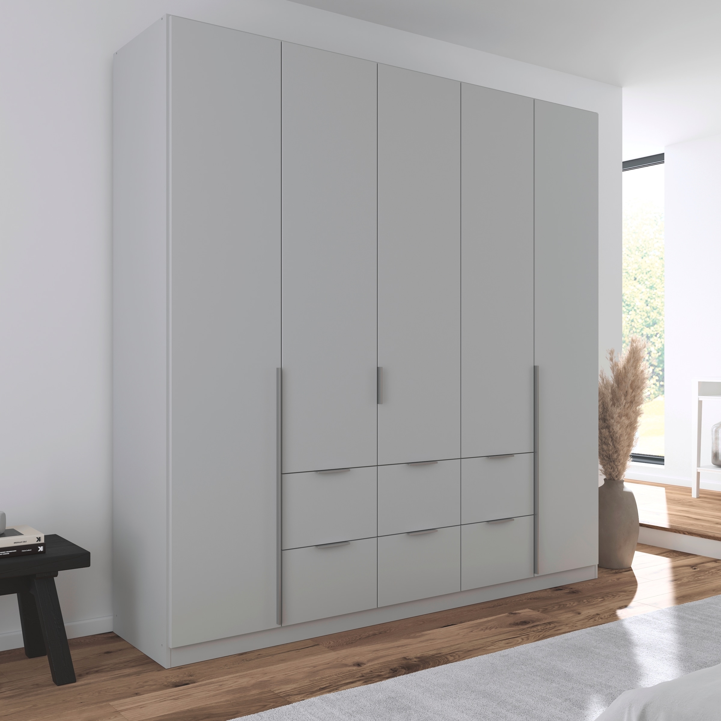 rauch Drehtürenschrank »Kleiderschrank Schrank Garderobe AGORDO mit Dekor- oder Hochglanzfront«, (in zwei Griff-Farben mit Dekor- oder Hochglanzfront), mit Außenschubkästen, in 6 Breiten und 2 Höhen MADE IN GERMANY