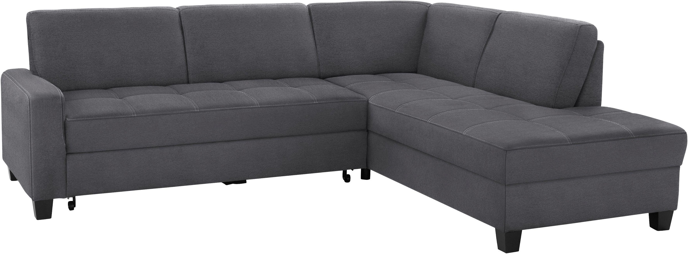 DOMO collection Ecksofa »Florentina zeitlos und elegant, Sitznähte als Designelement, L-Form« wahlweise mit Bettfunktion, mit Kontrastnaht, Komfortsitzhöhe 47cm