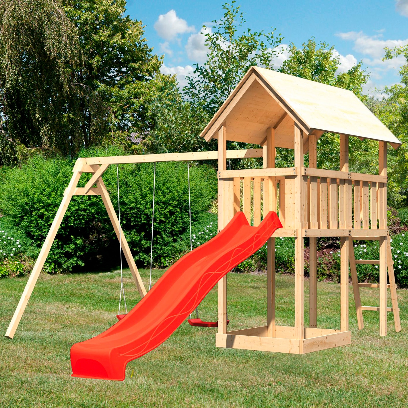 KONIFERA Spielturm »Winni« BxTxH: 347x264x291 cm natur/rot