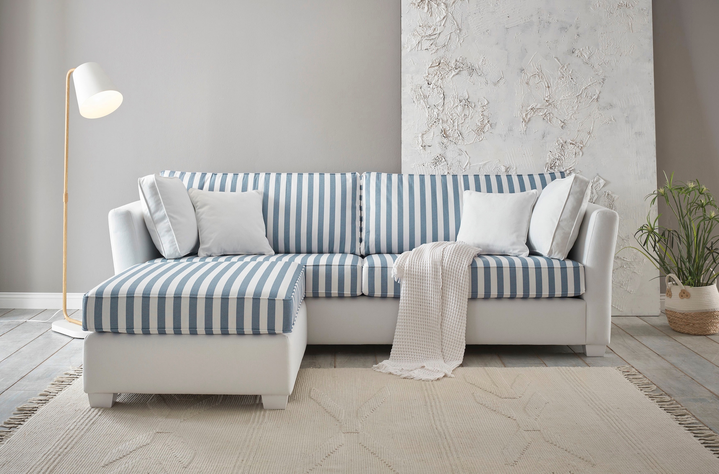 Home affaire Polsterecke »CALIFORNIA«, (2 St.), maritimer Landhausstil, Ecksofa, Hocker links / rechts montierbar
