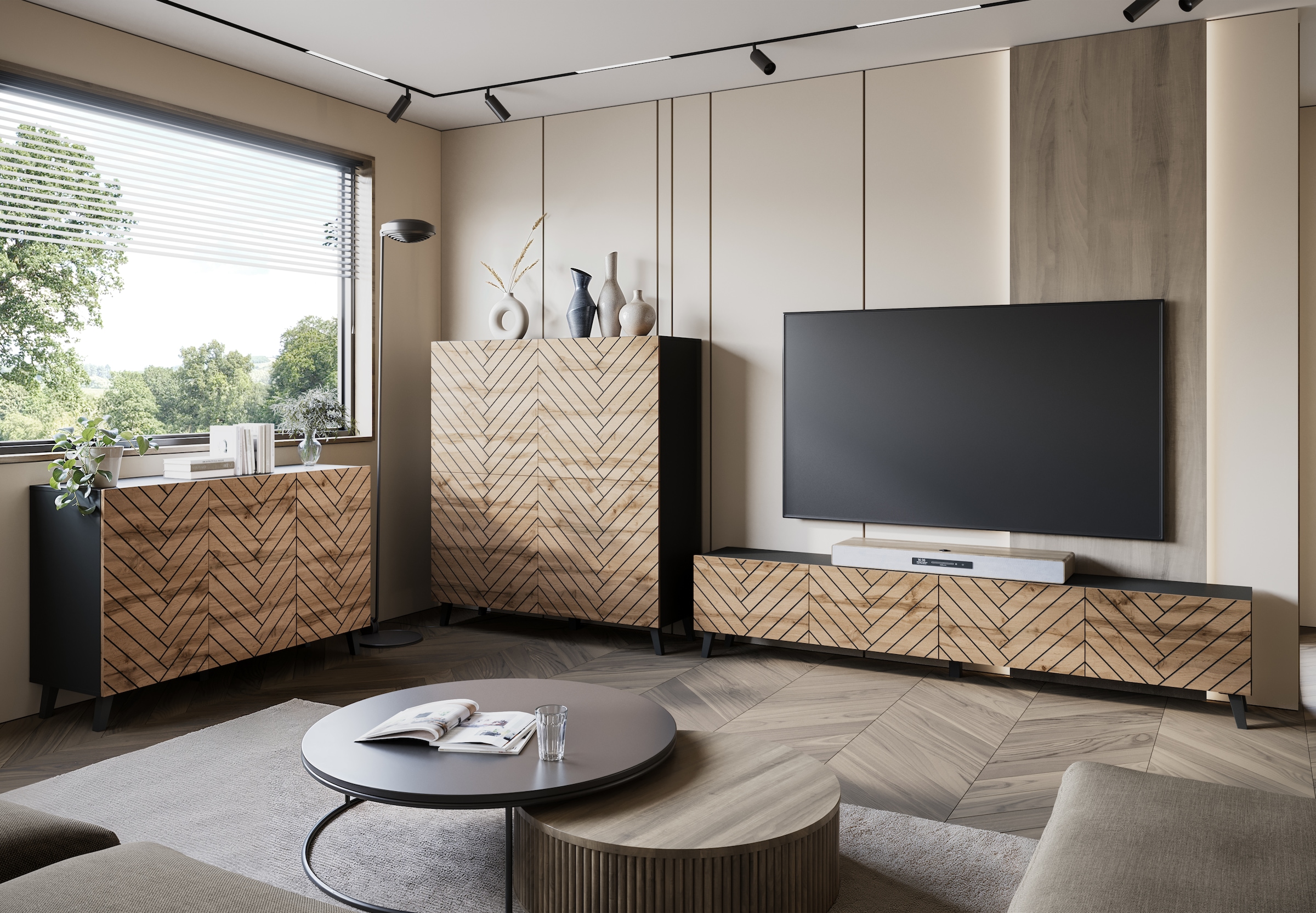 INOSIGN Lowboard »PHUKET«, TV-Board mit Strukturfront, Breite ca. 190 cm