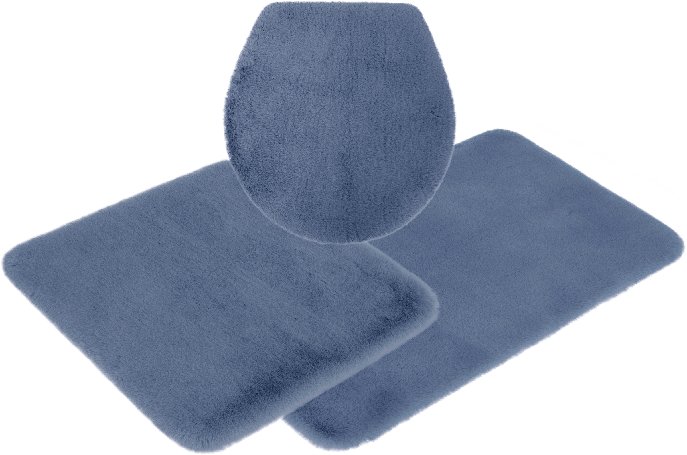 my home Badematte »Rabbit Badematten, Badvorleger, Badezimmer Teppich«, rutschhemmend beschichtet, strapazierfähig-fußbodenheizungsgeeignet-schnell trocknend, Kaninchenfell-Haptik, Badteppich, rechteckig, rund & als 3-tlg. Set