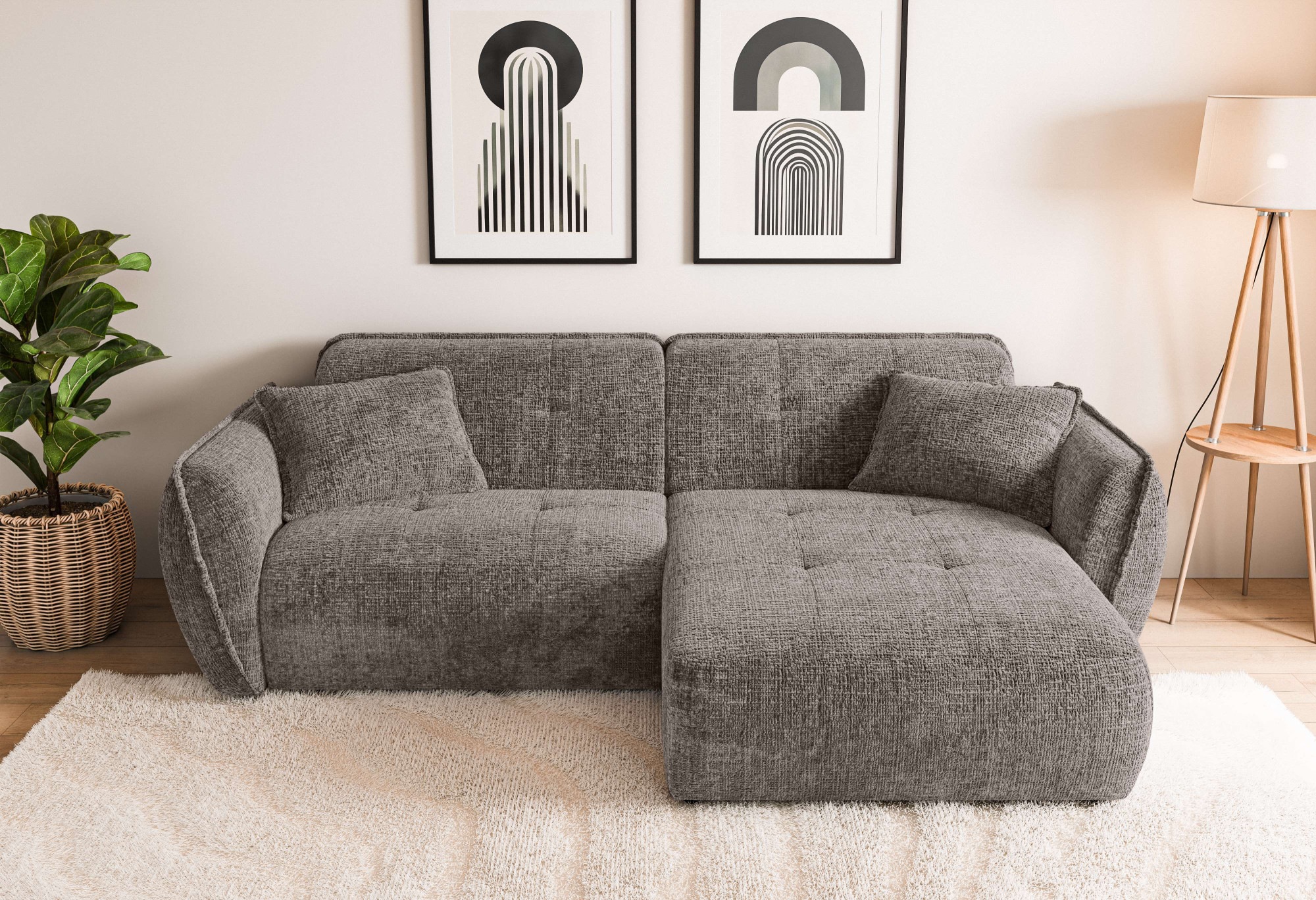 Home affaire Ecksofa »MIRELDA L-Form mit Steppungen, Recamiere rechts/links günstig online kaufen