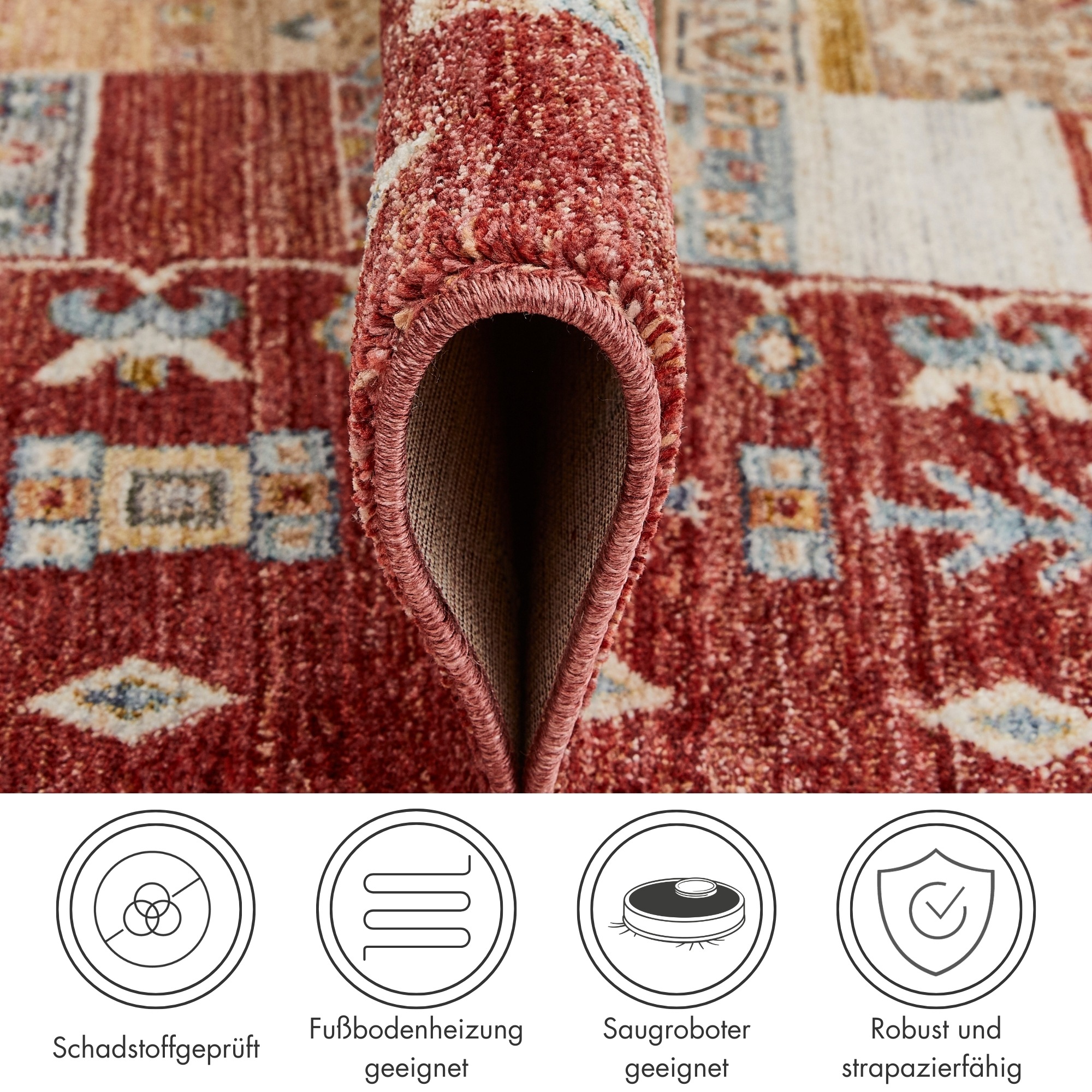 LUXOR living Teppich »Rocco« rechteckig 11 mm Höhe Vintage-Look, verschiedene Designs, mit Fransen, Wohnzimmer