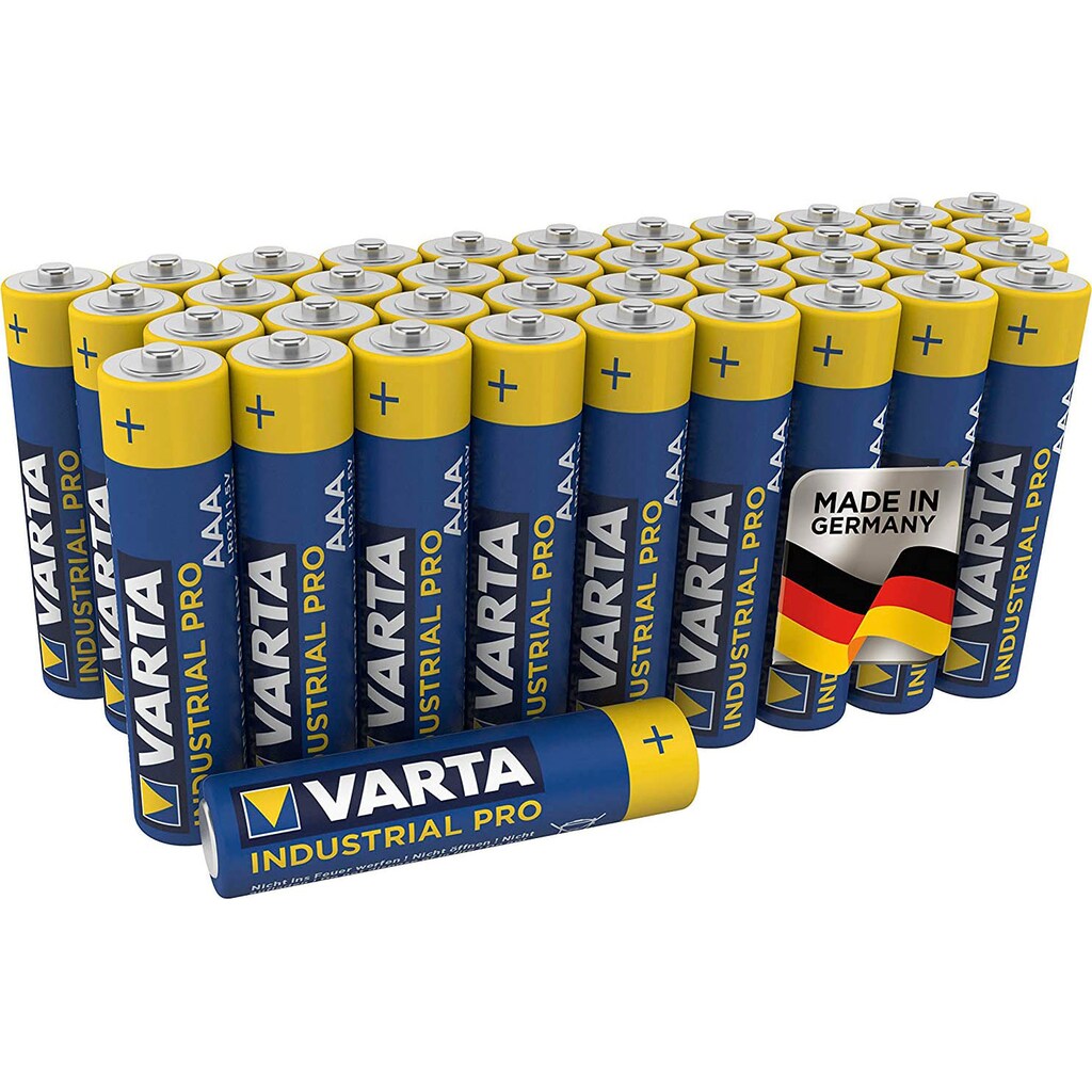 VARTA Batterie »Industrial Pro Batterie AAA Micro Alkaline LR3 40er Batterien Pack«, 1,5 V, (40 St.)