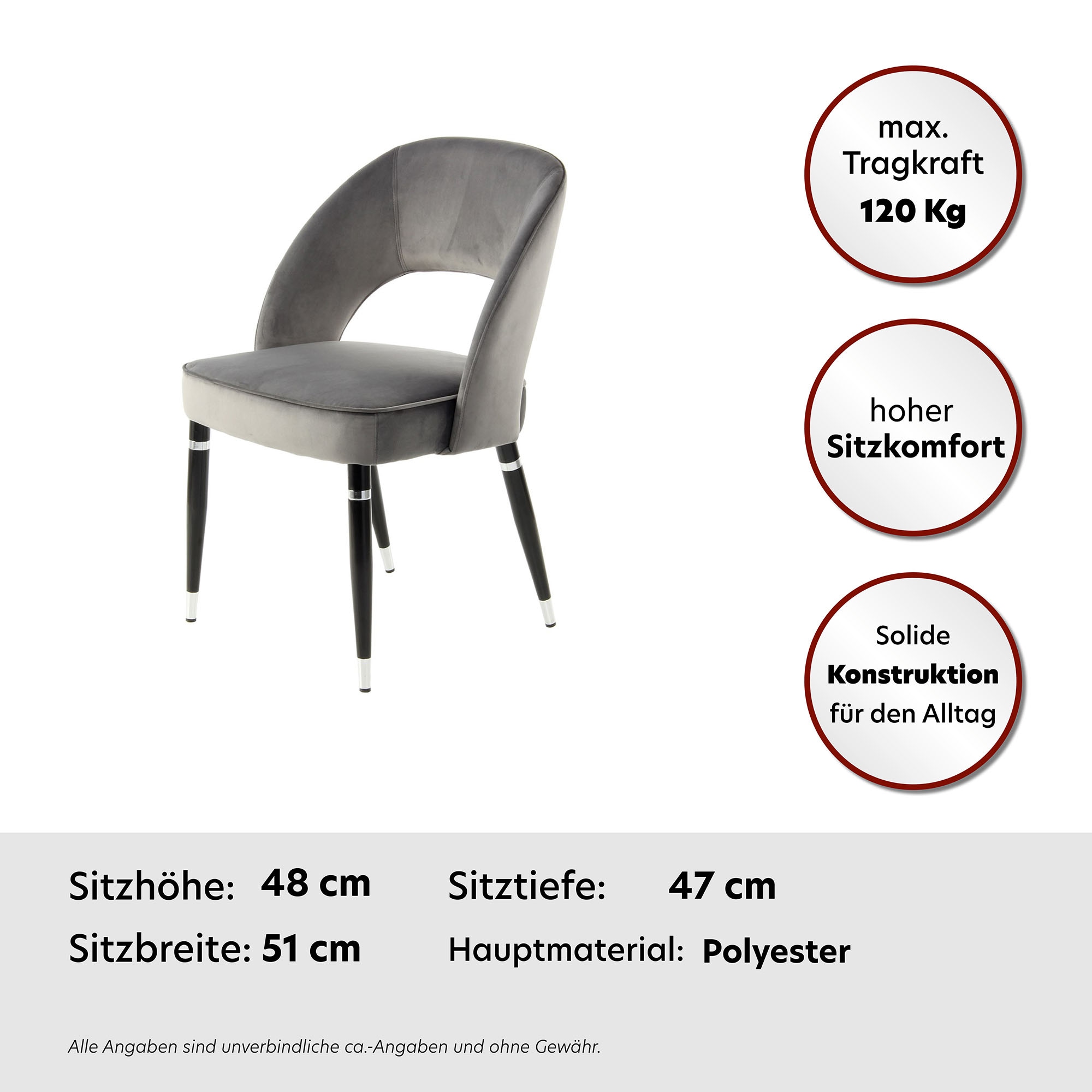 Kayoom Polsterstuhl »Stuhl Courtney 525 2er-Set, 2er-Set Stühle, komfortables Sitzgefühl« (Set) 2 Stk.samtweicher Bezug, modern, weicher Stoffbezug