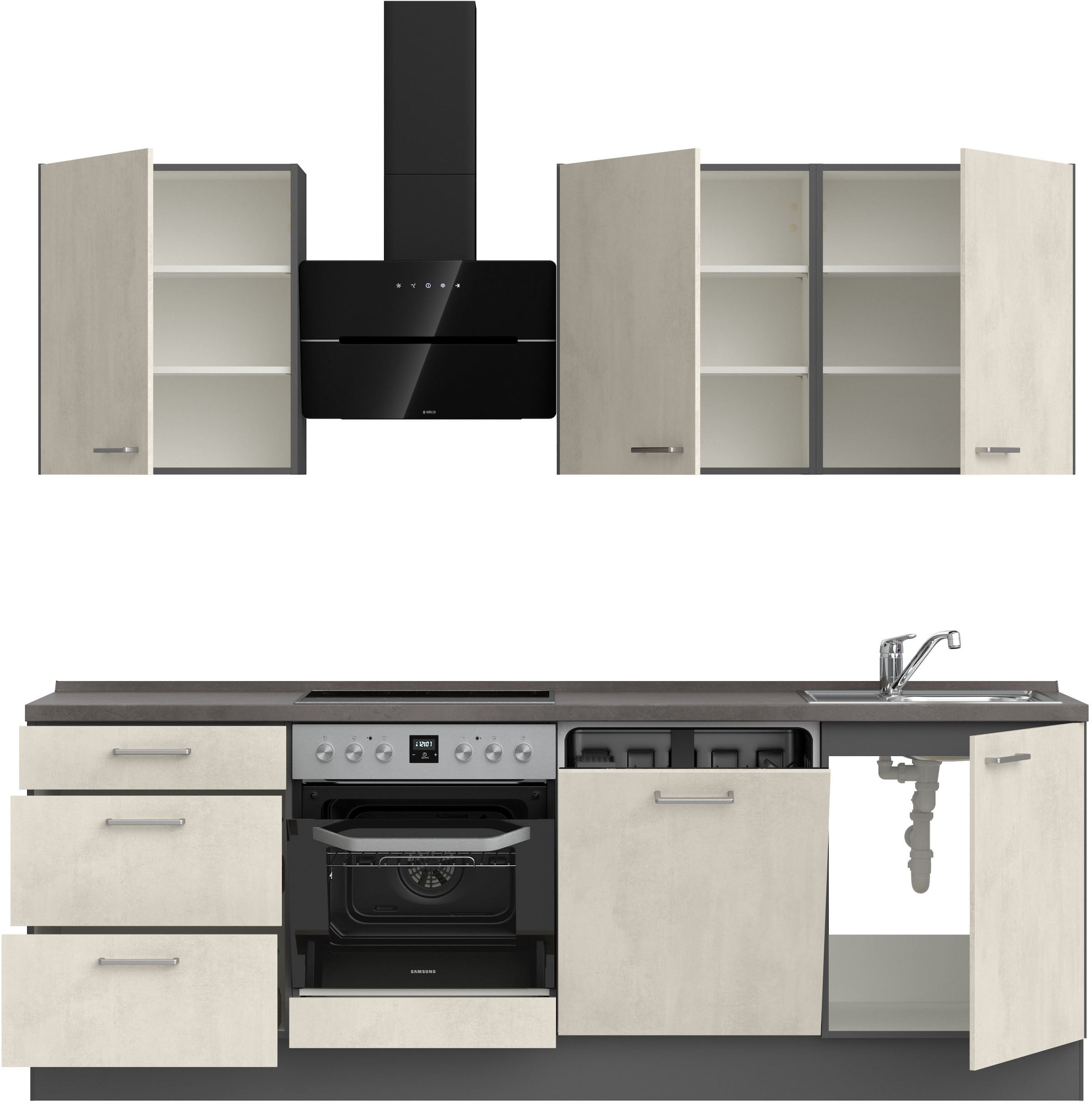 nobilia® Küchenzeile »"Riva II"«, vormontiert, Ausrichtung wählbar, Breite 240 cm, wahlw. mit E-Geräten