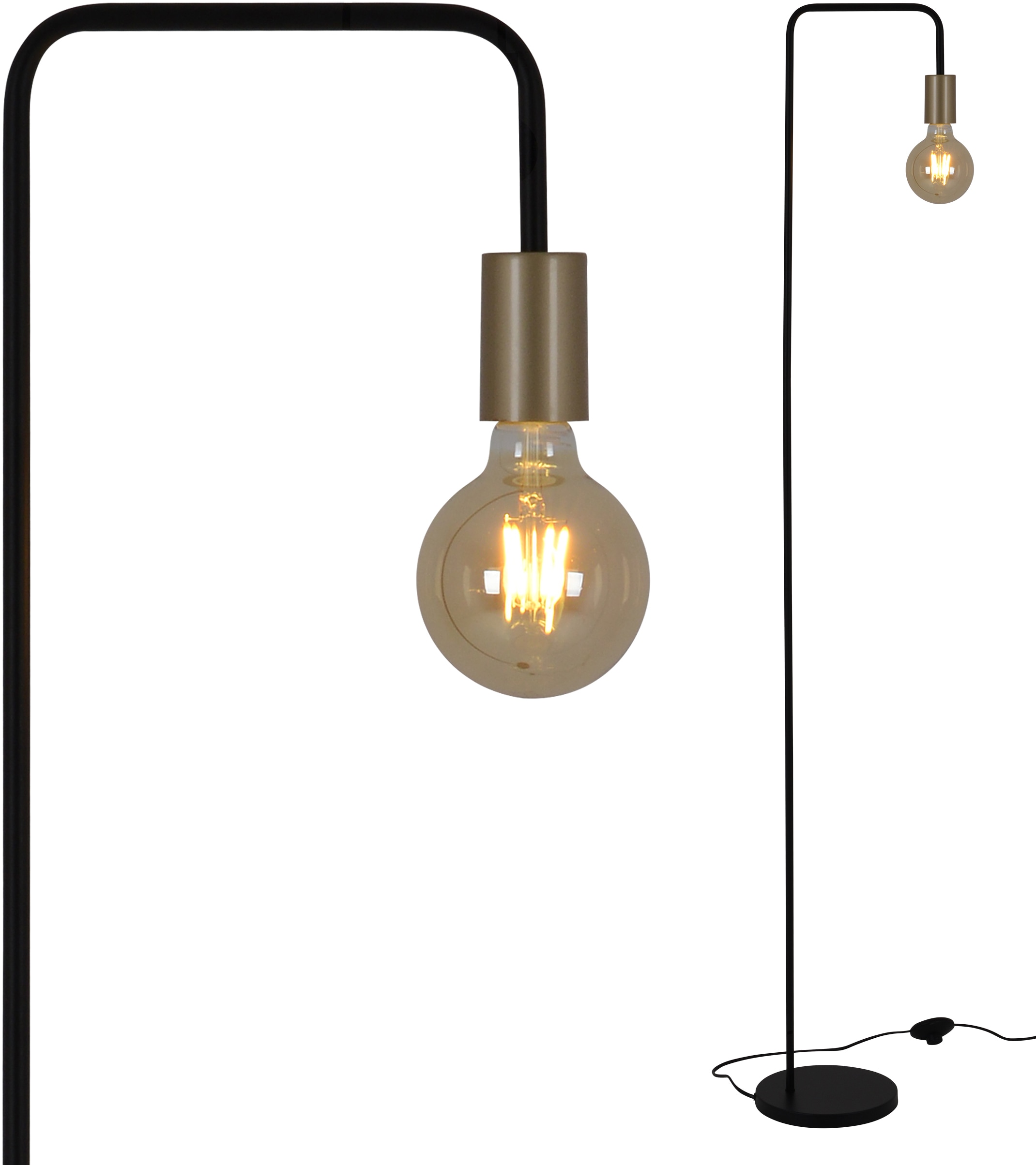 näve Stehlampe »Modo«, 1 flammig-flammig, E27 max. 40W, schwarz/gold, Fußschlater, h: 150cm, b: 20,5cm