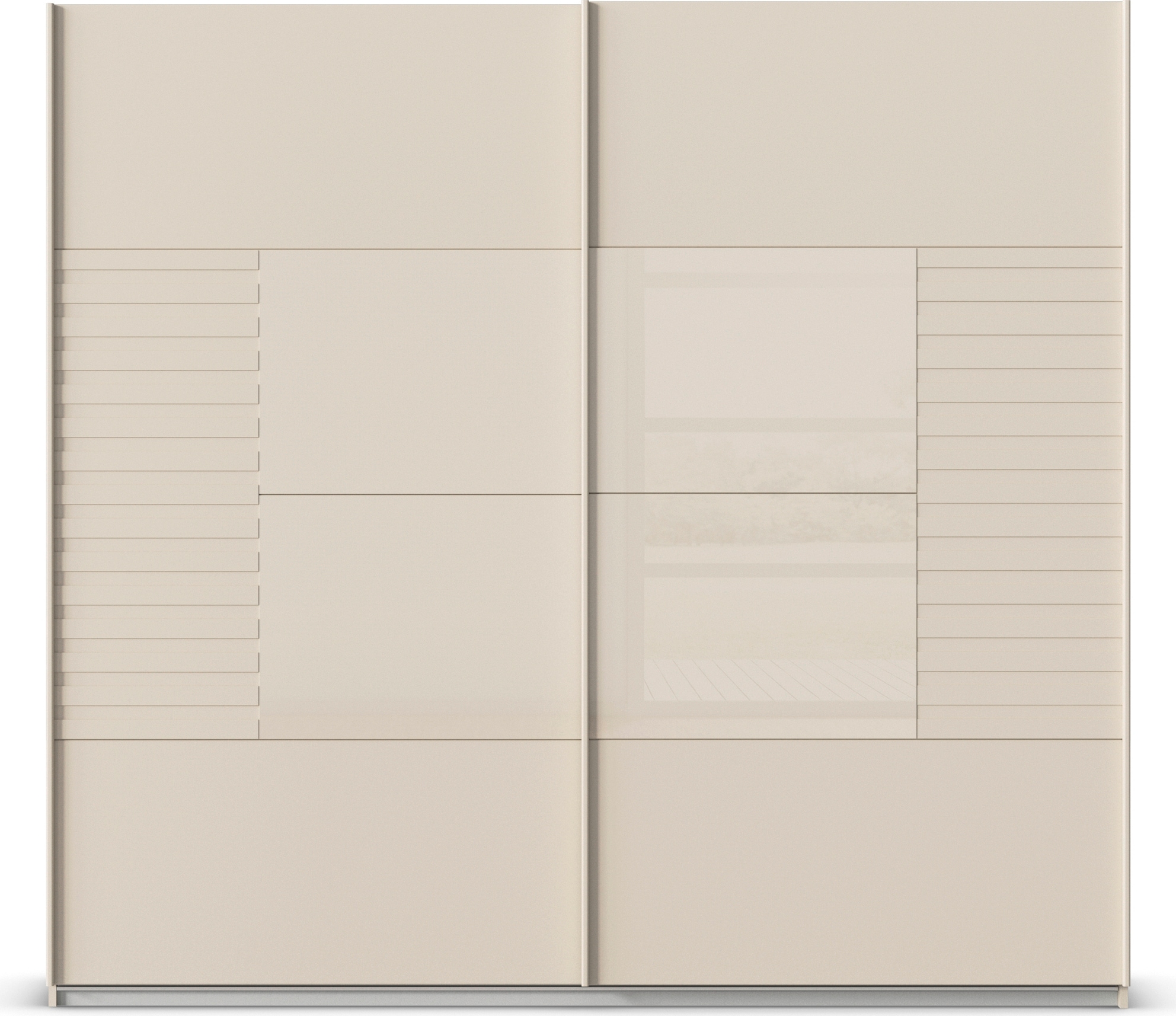 rauch Schwebetürenschrank »Kleiderschrank Schrank Garderobe Schlafzimmerschrank RUGA«, Auflagen in moderner Lamellen-Optik, mit Glasauflagen MADE IN GERMANY
