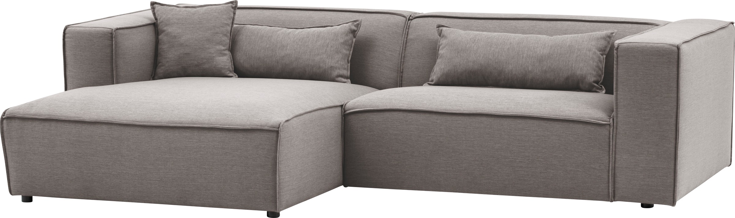 LeGer Home by Lena Gercke Ecksofa »PIARA mit Kedernaht, Cord, Leinenoptik o. Strukturstoff, Couch, L-Form« wahlweise Ottomane rechts/links, schwarze Füße, bequemer Sitzkomfort