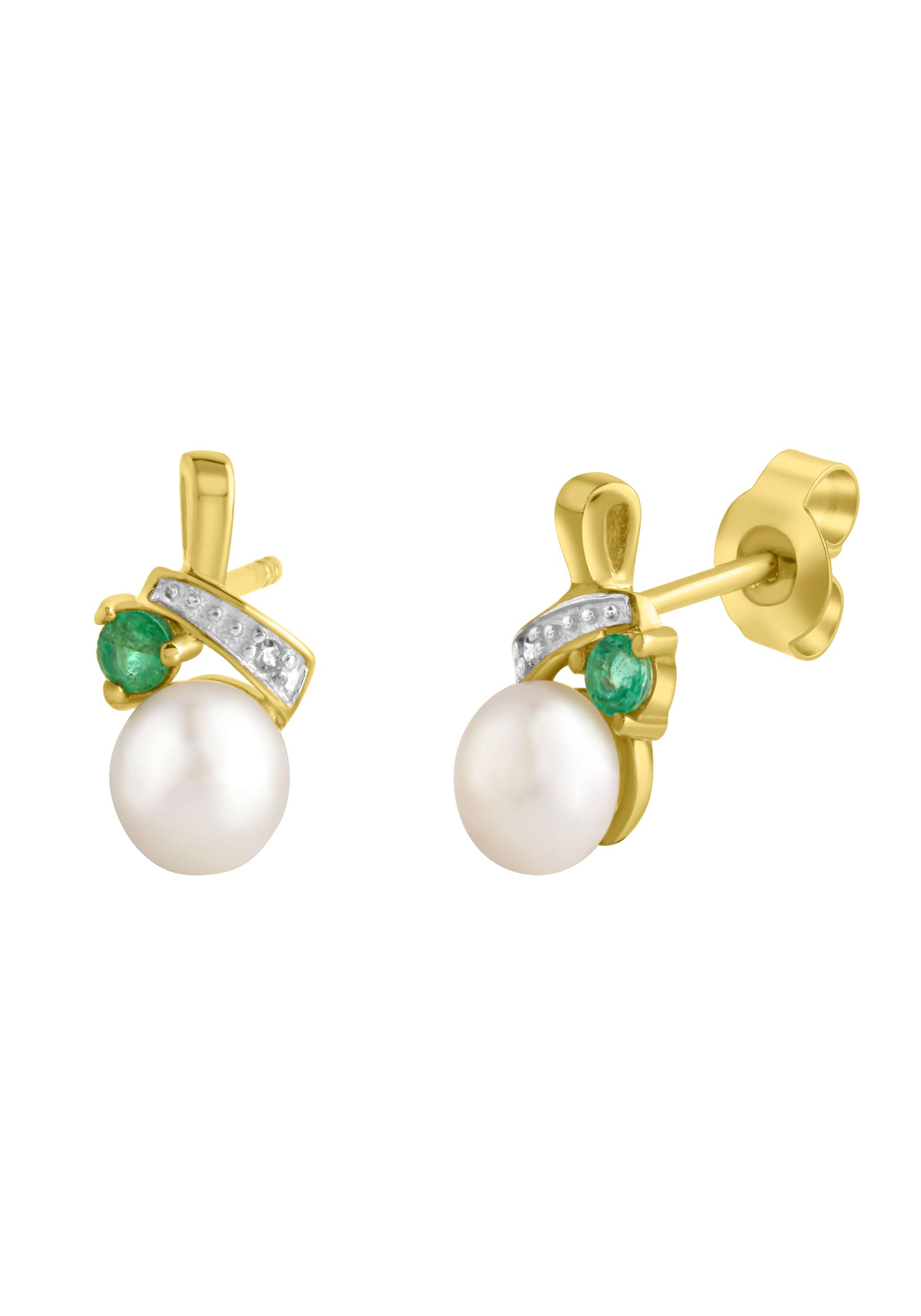 im und Diamanten Perlenohrringe Smaragd, »Schmuck Geschenk, grün«, Online-Shop mit Süßwasserzuchtperlen kaufen Firetti