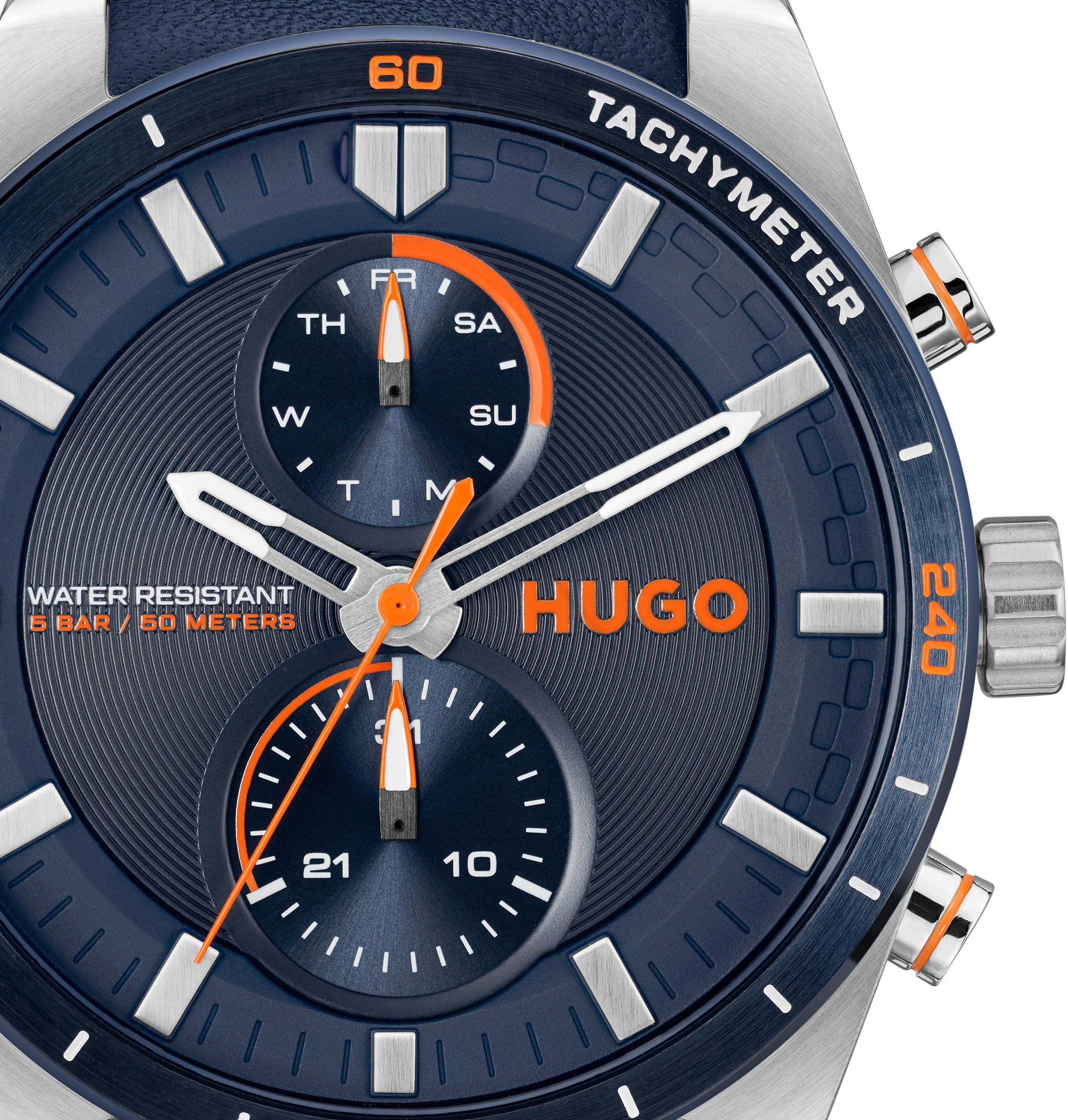 HUGO Multifunktionsuhr »#FAST«, Armbanduhr, Quarzuhr, Herrenuhr, Datum, Lederarmband