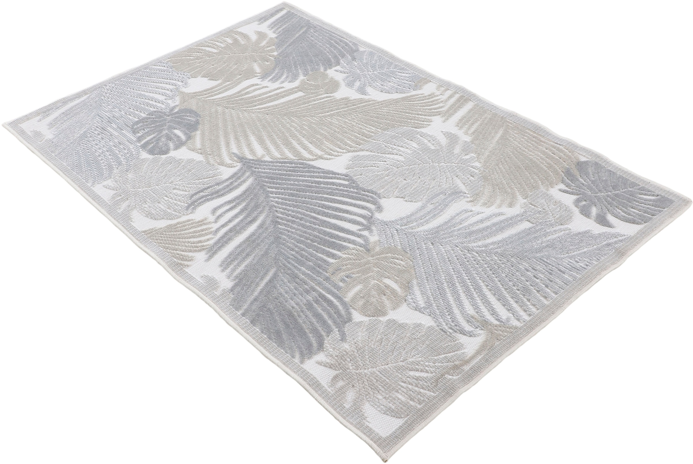 rechteckig, »Deja carpetfine 104«, Teppich robustes Palmenblätter, Hoch-Tief Flachgewebe, auf Floral Motiv- Effekt bestellen Raten