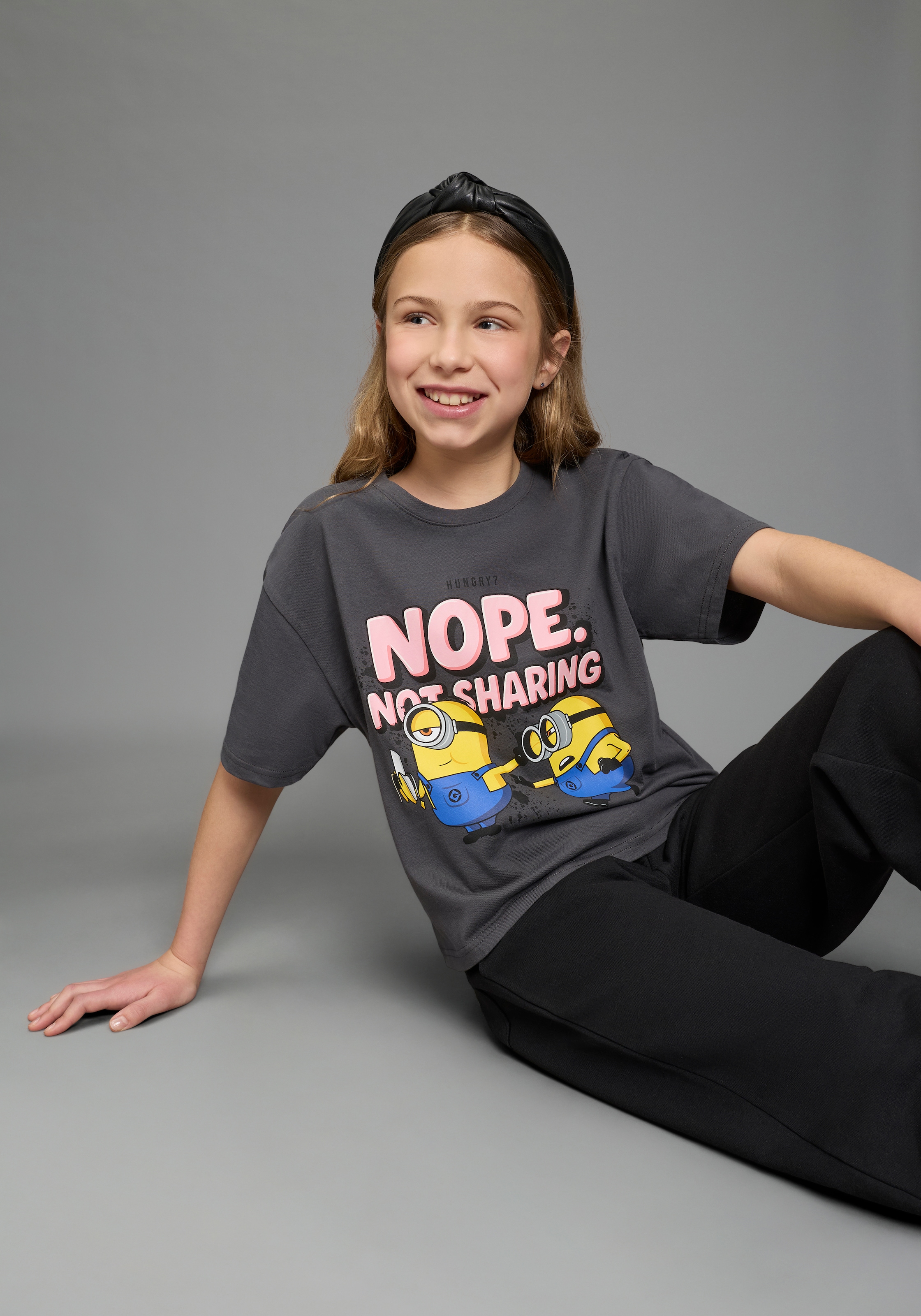 KIDSWORLD T-Shirt »MINIONS T-Shirt für TEENS Girls: NOPE« für Mädchen, Kurzarm, bedruckte Optik, Basic Passform