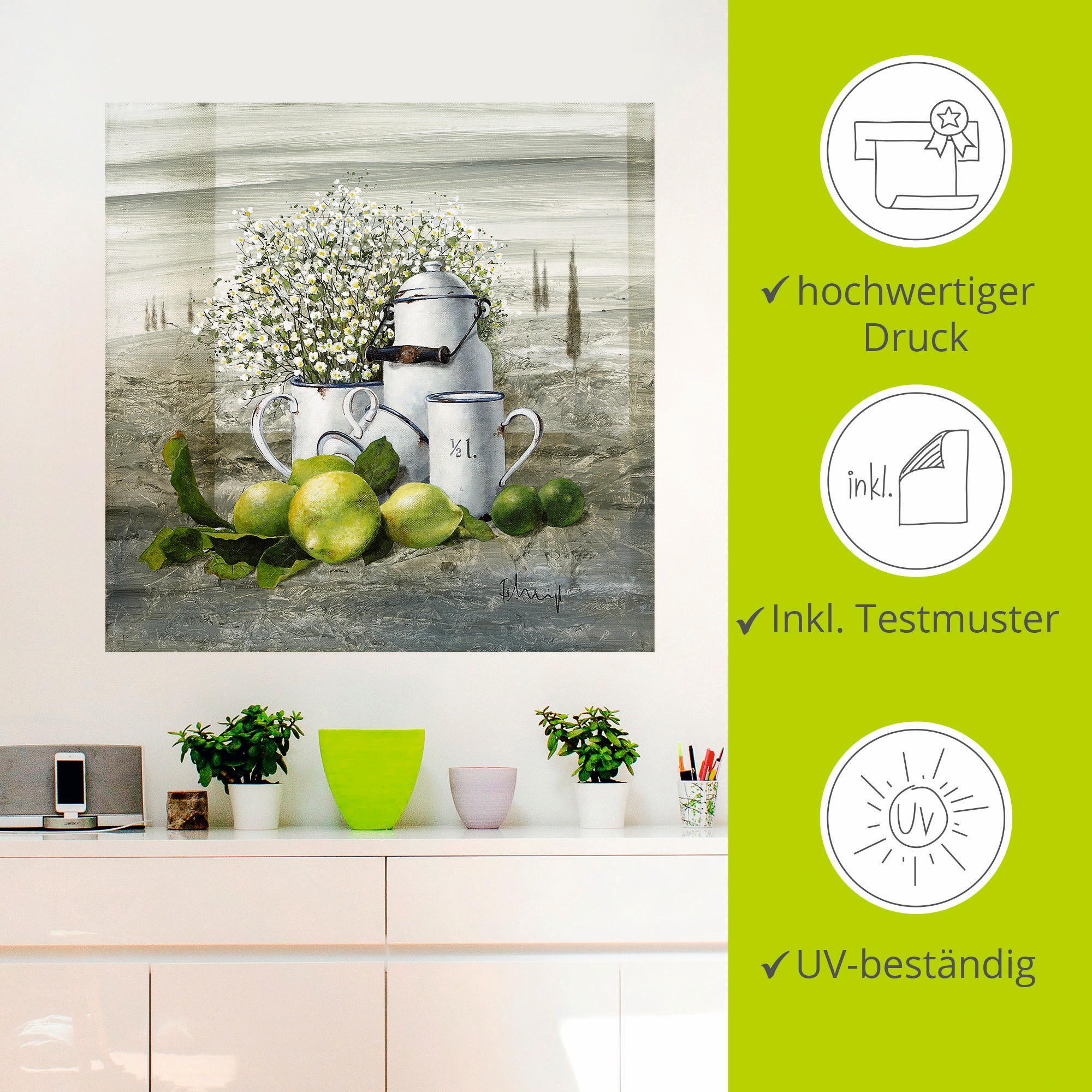 Artland Wandbild »Stillleben mit Milchkanne«, Arrangements, (1 St.), als Leinwandbild, Poster, Wandaufkleber in verschied. Größen