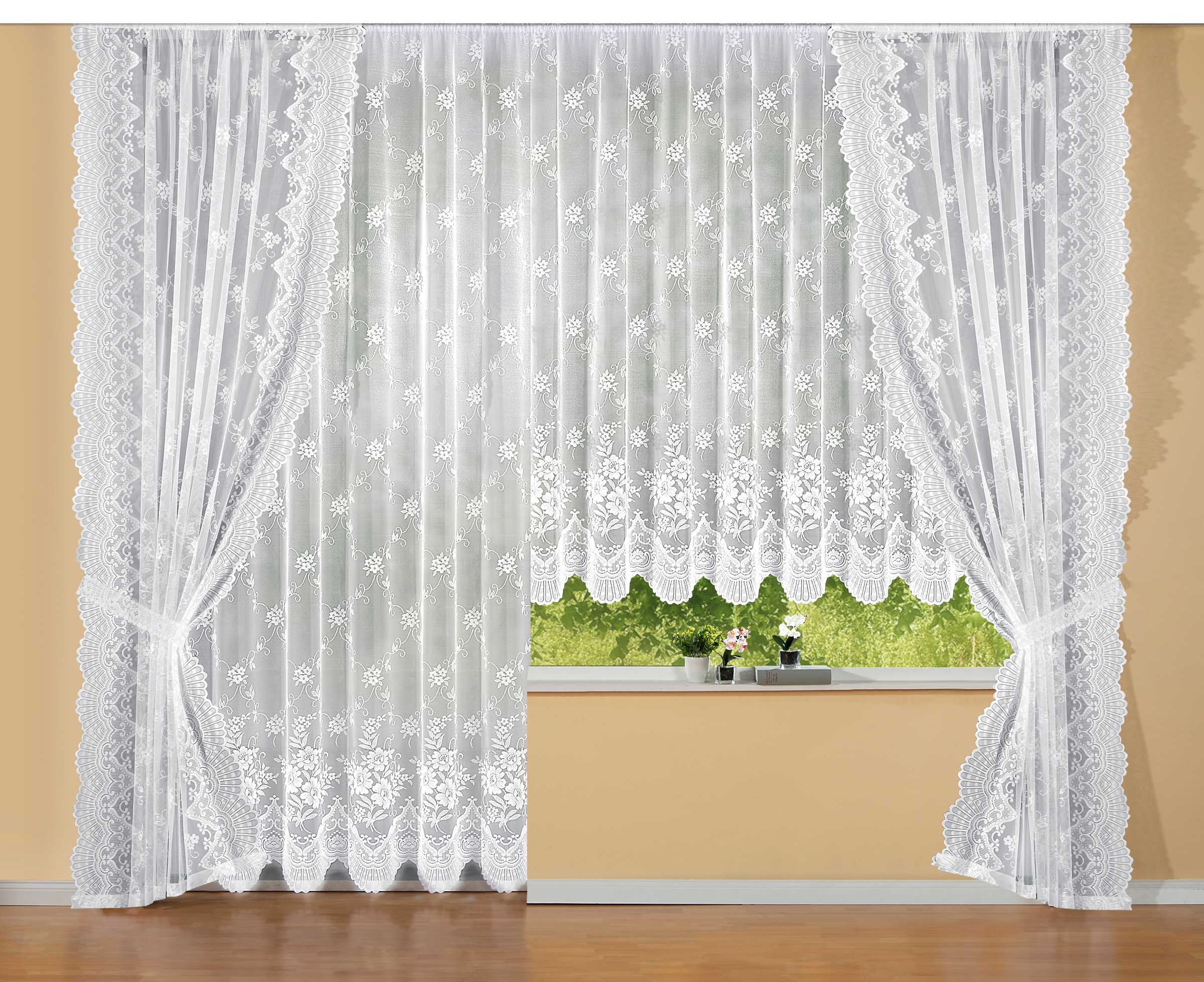 Weckbrodt Gardine »Siena«, (1 St.), Jacquard, strukturiert, Allover,Floral, günstig online kaufen