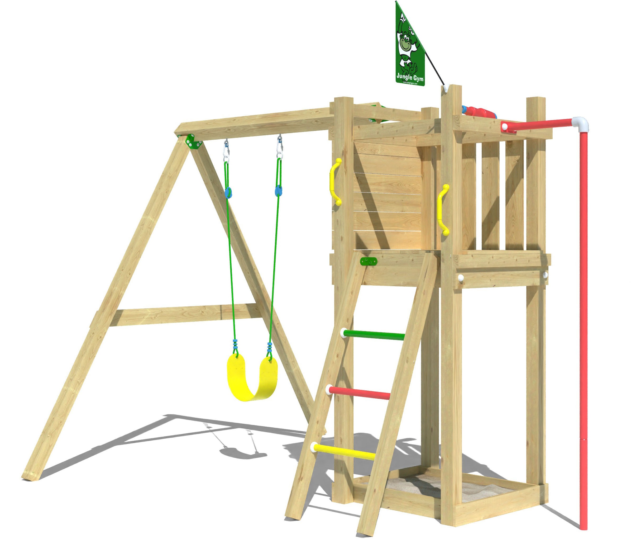 Jungle Gym Spielturm »Perch«, (Set), Spielanlage mit Schaukel und Rutschstange