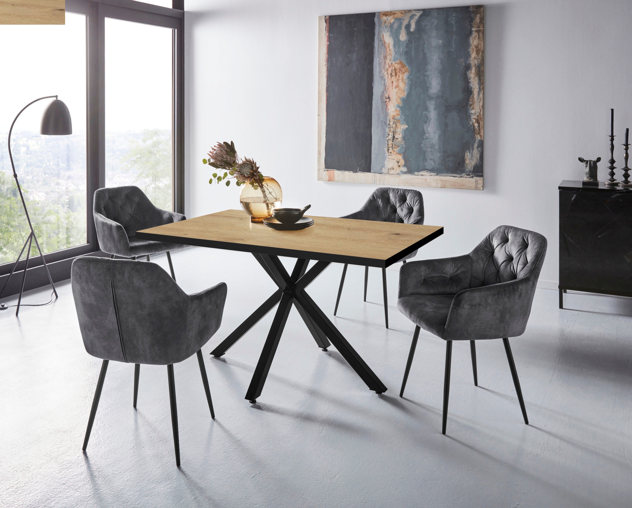 HELA Essgruppe »CLEO Tischgruppe Bestseller«, (Set, 5 tlg., 1 Tisch / 4 Stühle), Schalenstühle Tisch Wohnzimmer Esszimmer