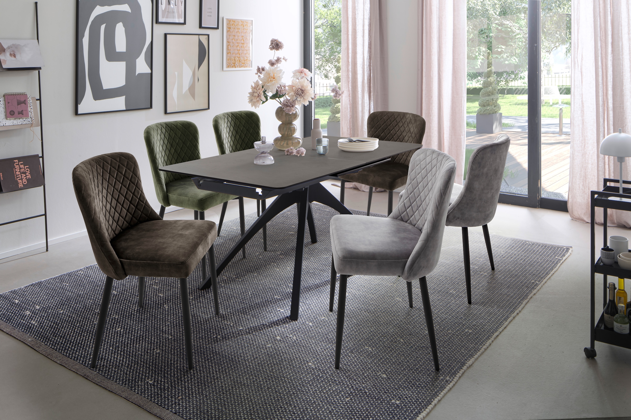MCA furniture Esstisch »CERRITO Auszugtisch 160-220 cm - marmoriert«, (1 St.), Keramik,Metall,Synchronauszug,ausziehbar,8-10 Personen