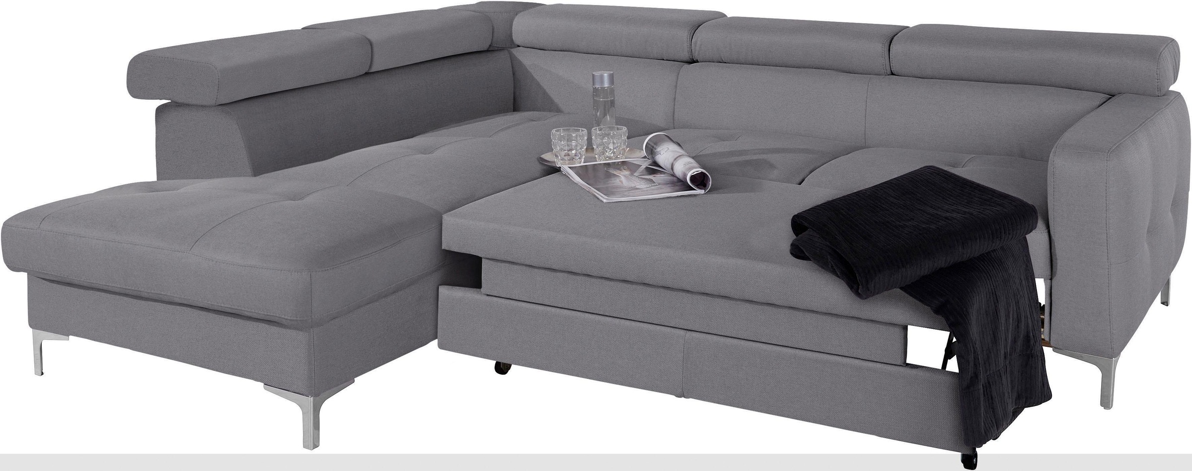 COTTA Ecksofa »Sammy L-Form«, mit Kopfteilverstellung, wahlweise mit Bettfunktion & Bettkasten