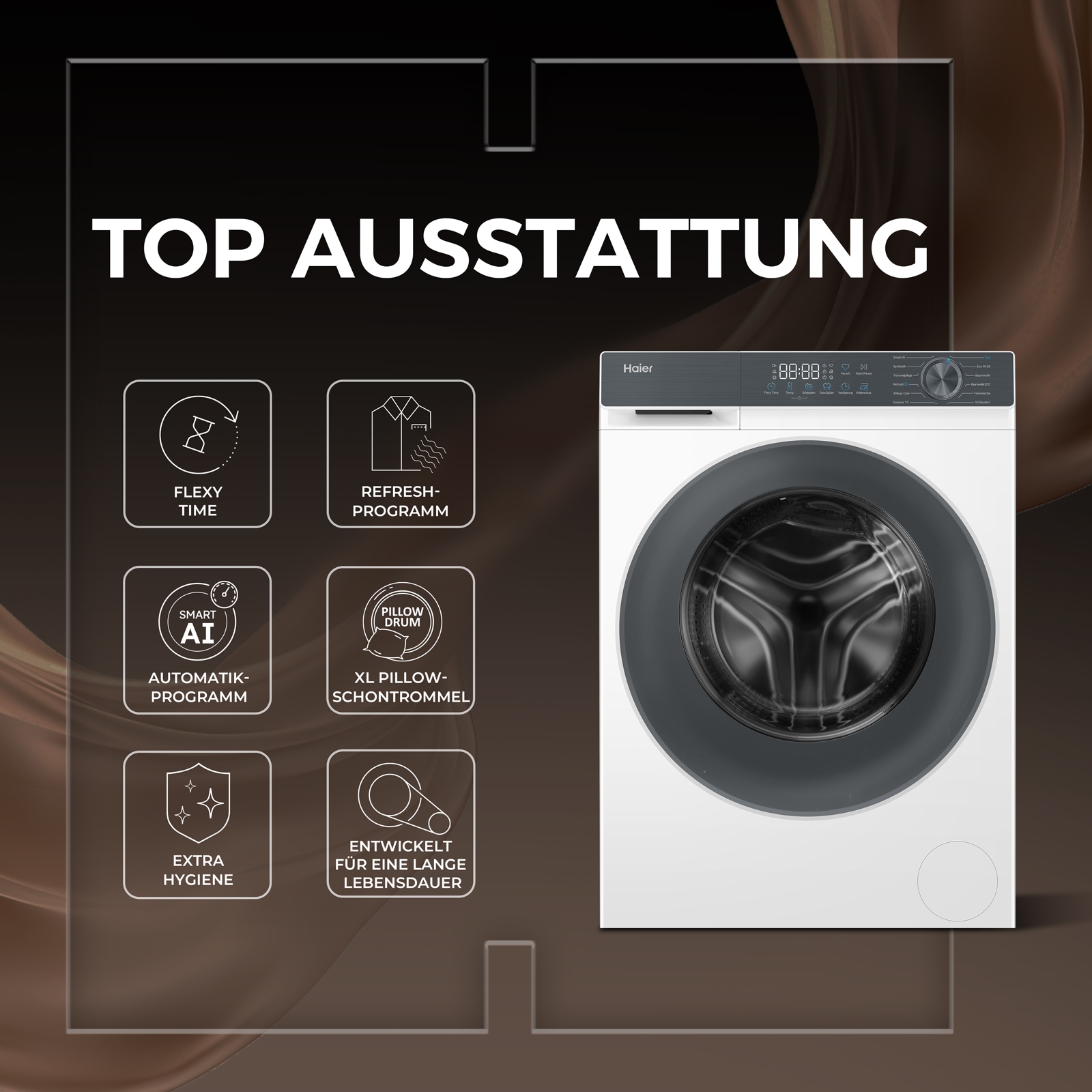 Haier Waschmaschine G3 Serie »HW90-BP14637T« 9 kg 1400 U/min Smart AI Automatikprogramm