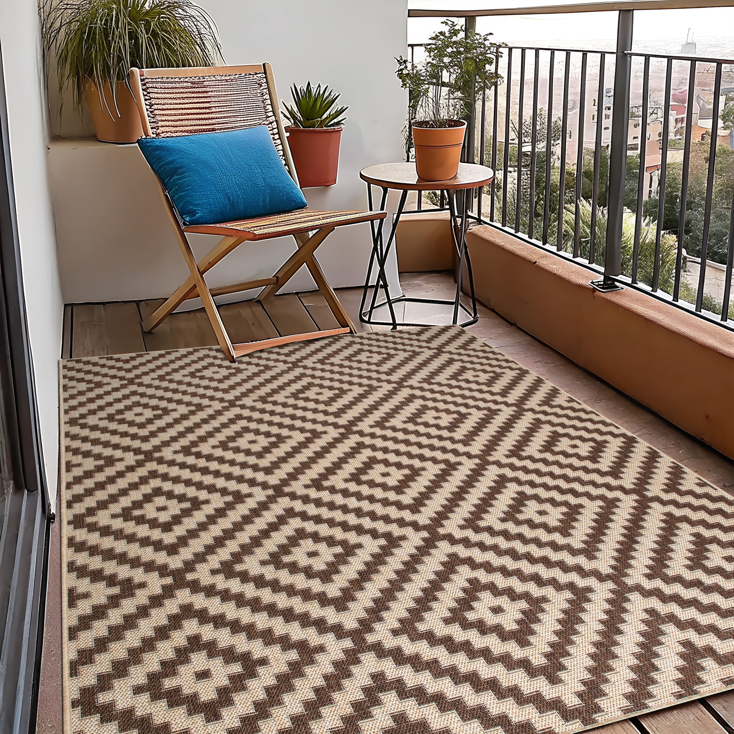 my home Teppich »Cordoba auch als Läufer erhältlich«, rechteckig, 3 mm Höhe, In- und Outdoor geeignet, Sisal-Optik, Wetterfest & UV-beständig, Boho