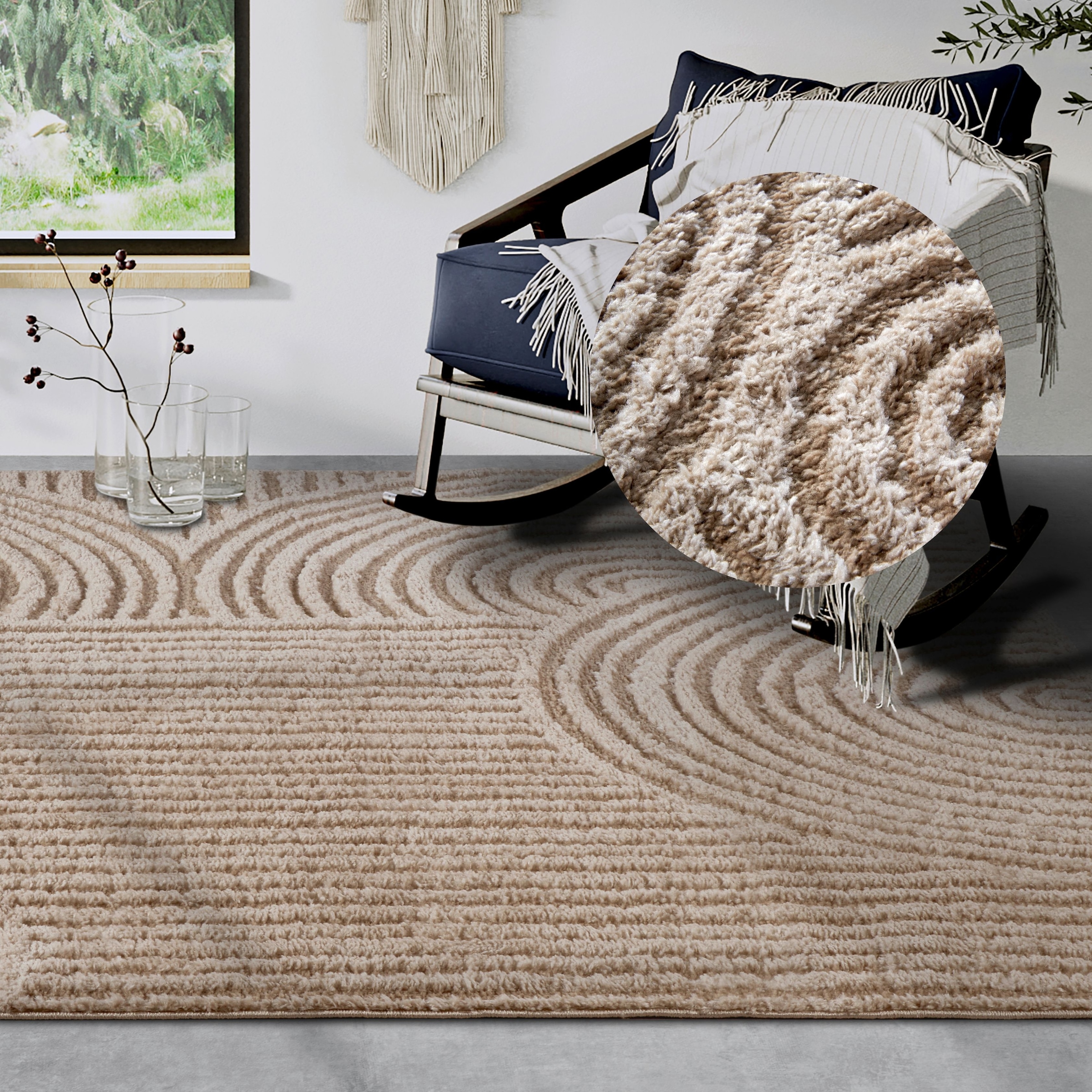 ELLE DECORATION Hochflor-Teppich »Chappe«, rechteckig, 18 mm Höhe, Shaggy, günstig online kaufen