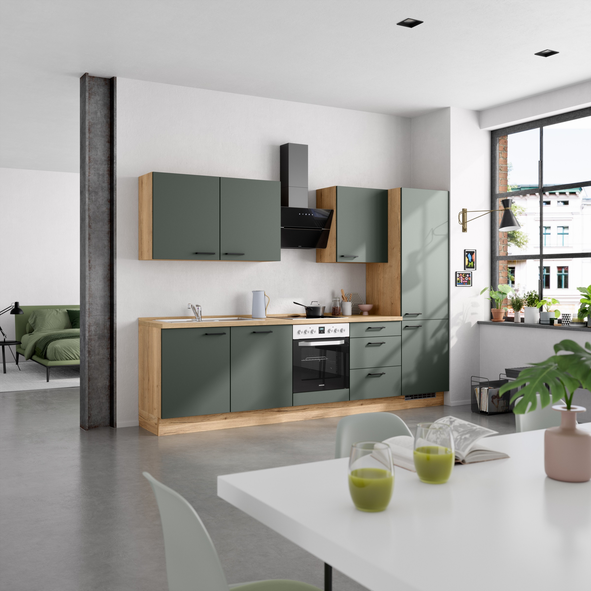 nobilia® Küchenzeile »"Easytouch II"«, vormontiert, Ausrichtung wählbar, Breite 300 cm, wahlw. mit E-Geräten