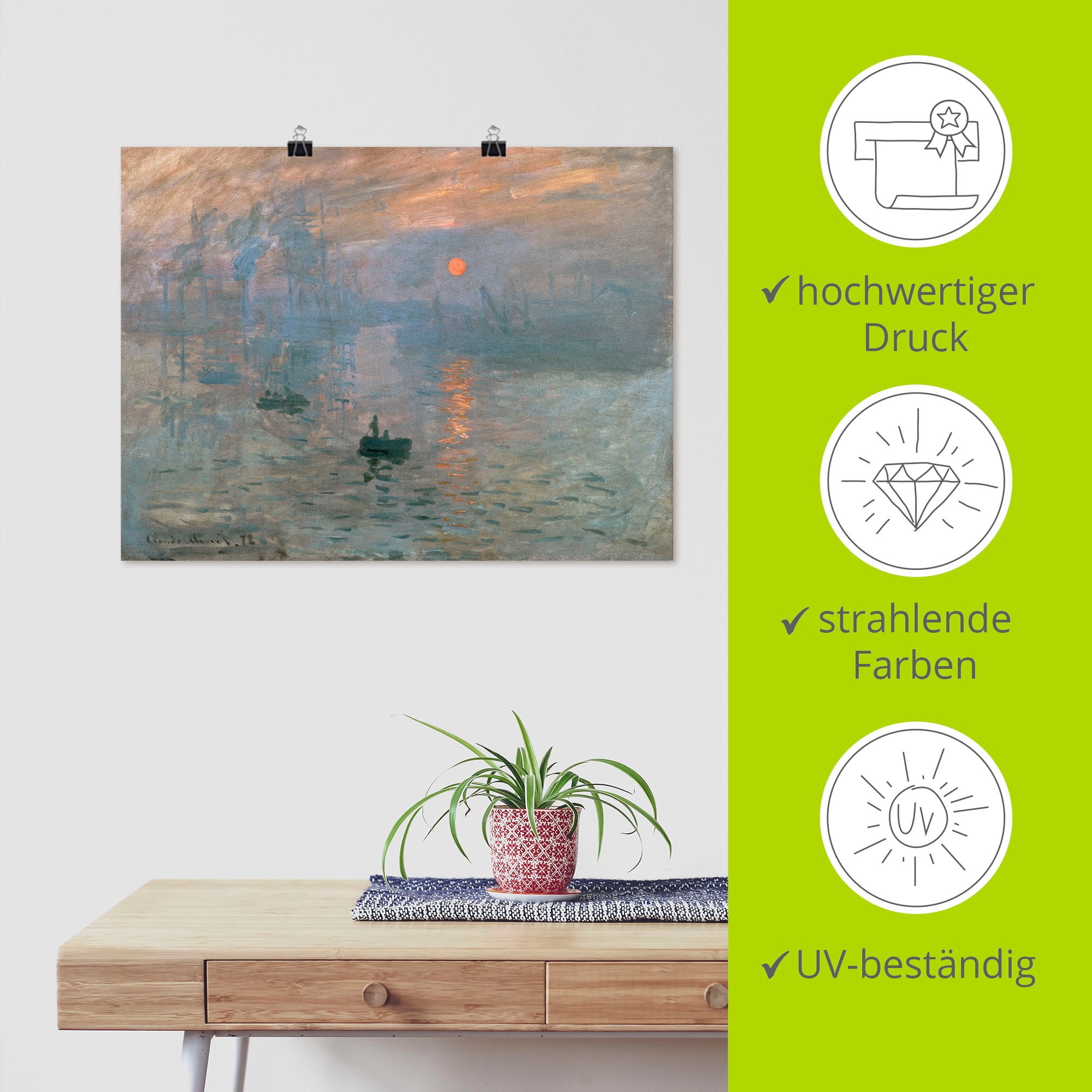 Artland Wandbild »Impression (Sonnenaufgang). 1872« Gewässer 1 Stk. tlg. als Leinwandbild, Poster in verschied. Größen