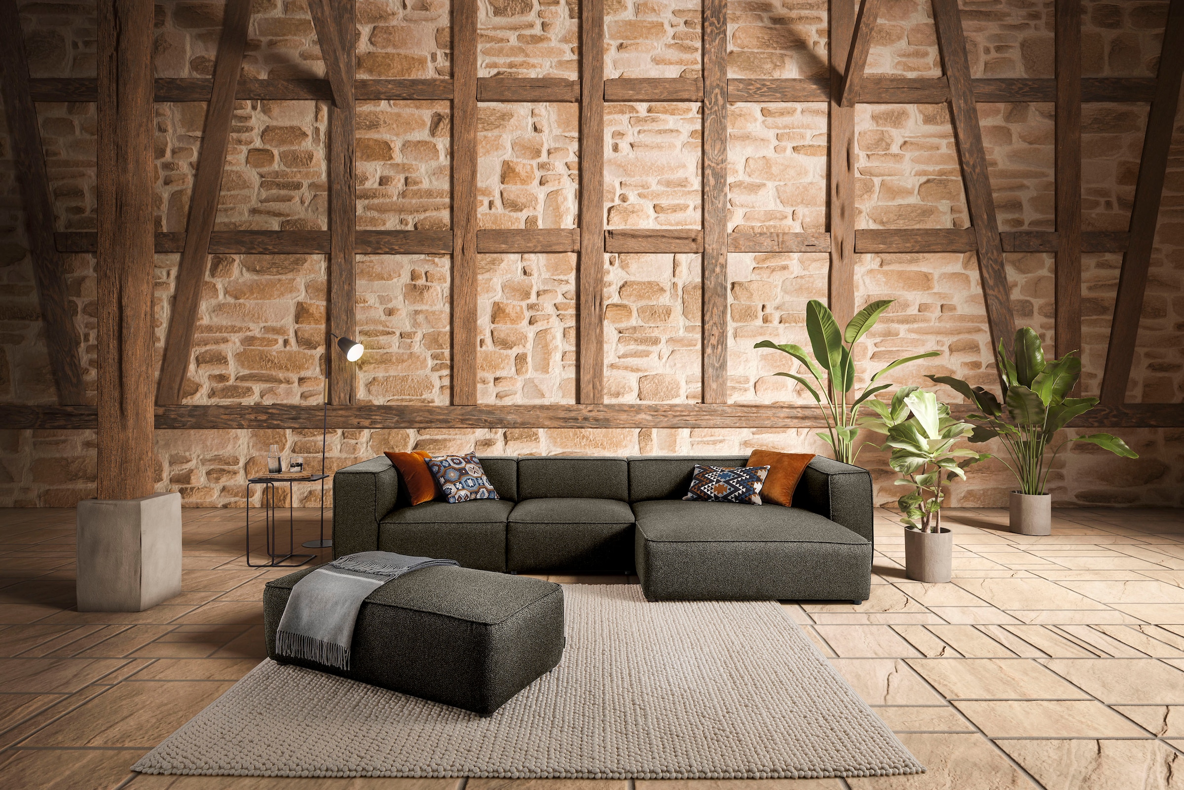 W.SCHILLIG Ecksofa »around-the-block«, mit eleganter Biese, mit Federkern, günstig online kaufen