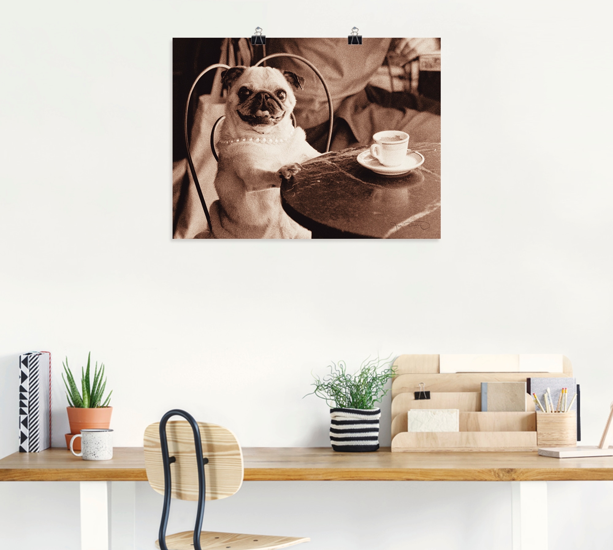 Artland Wandbild »Kaffee Mops«, Haustiere, (1 St.), als Leinwandbild, Poster, Wandaufkleber in verschied. Größen