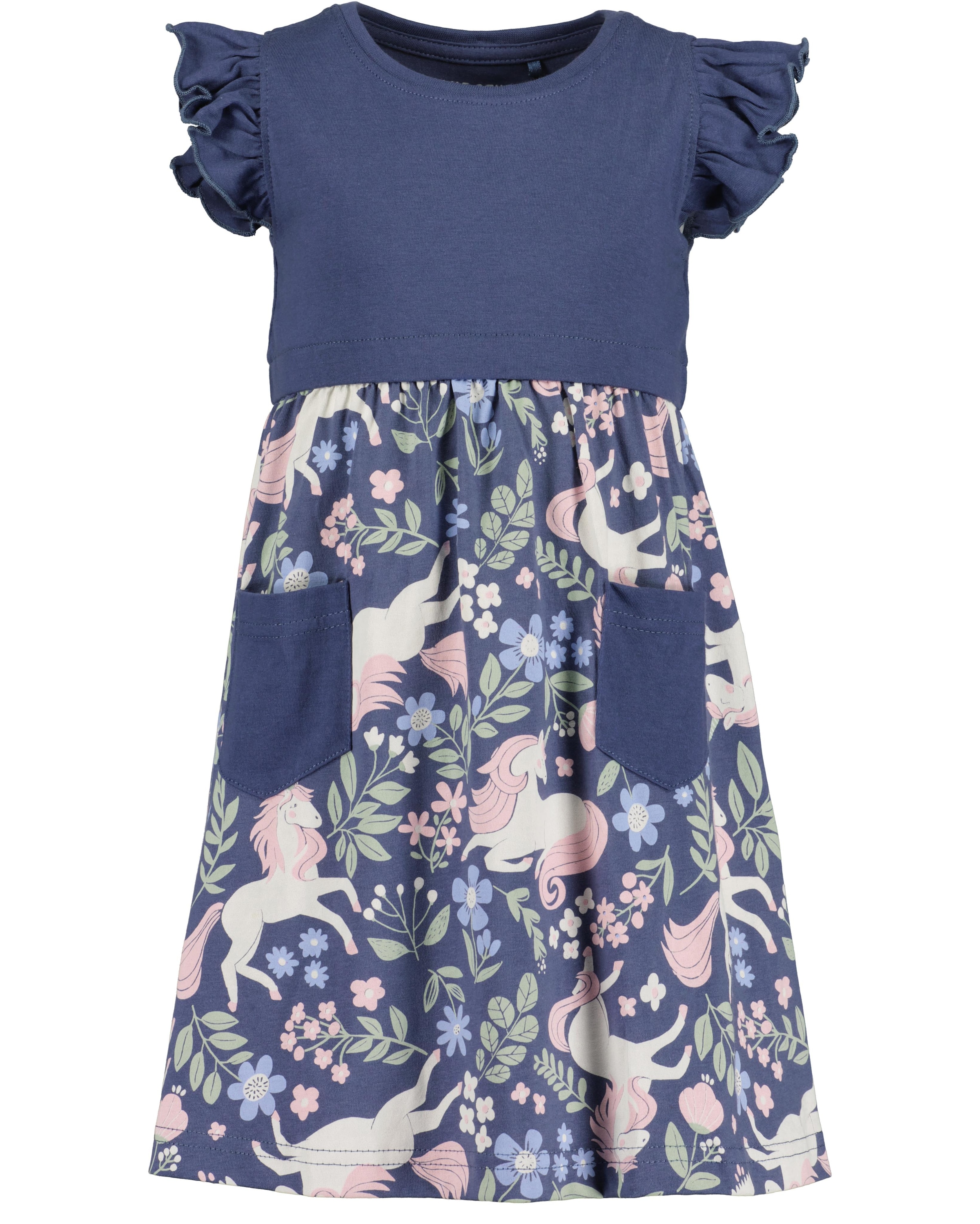 Blue Seven Jerseykleid Packung, 2 tlg. tlg. 1x uni und 1x mit Alloverprint und aufgesetzten Taschen