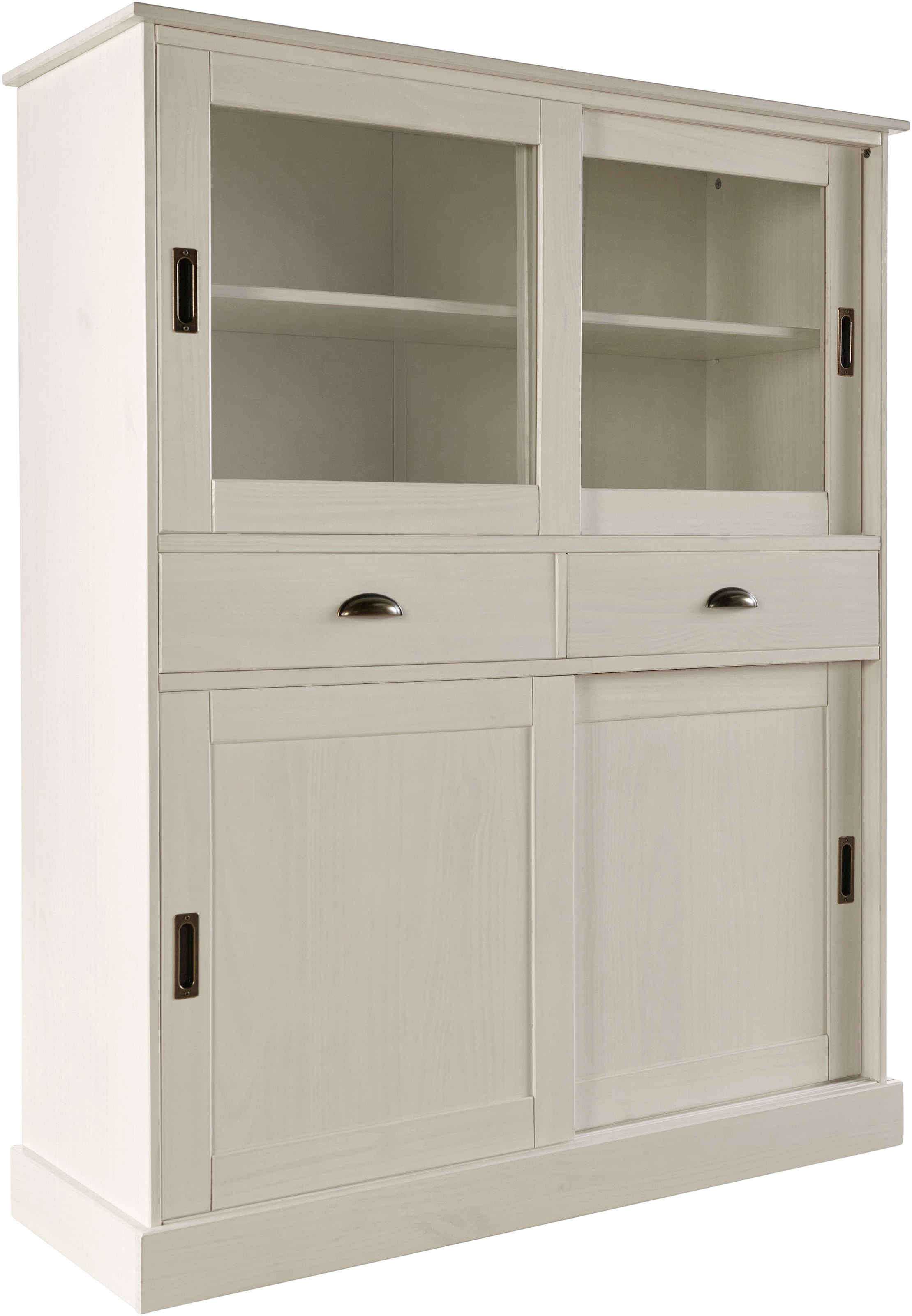 Home affaire Highboard »Schröder«, Vitrine aus massivem Kiefernholz, Breite 114 cm