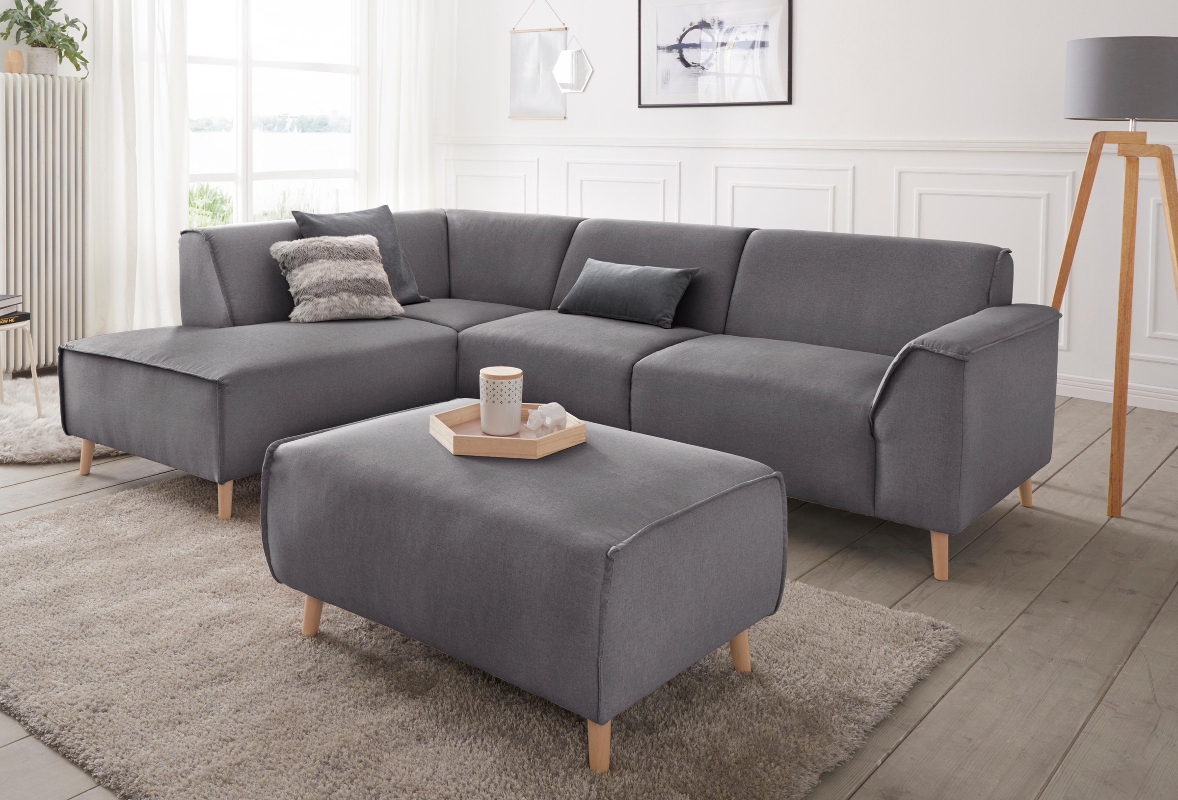 andas Ecksofa »Janek Scandic Design, elegant und zeitlos, L-Form« mit Feder günstig online kaufen